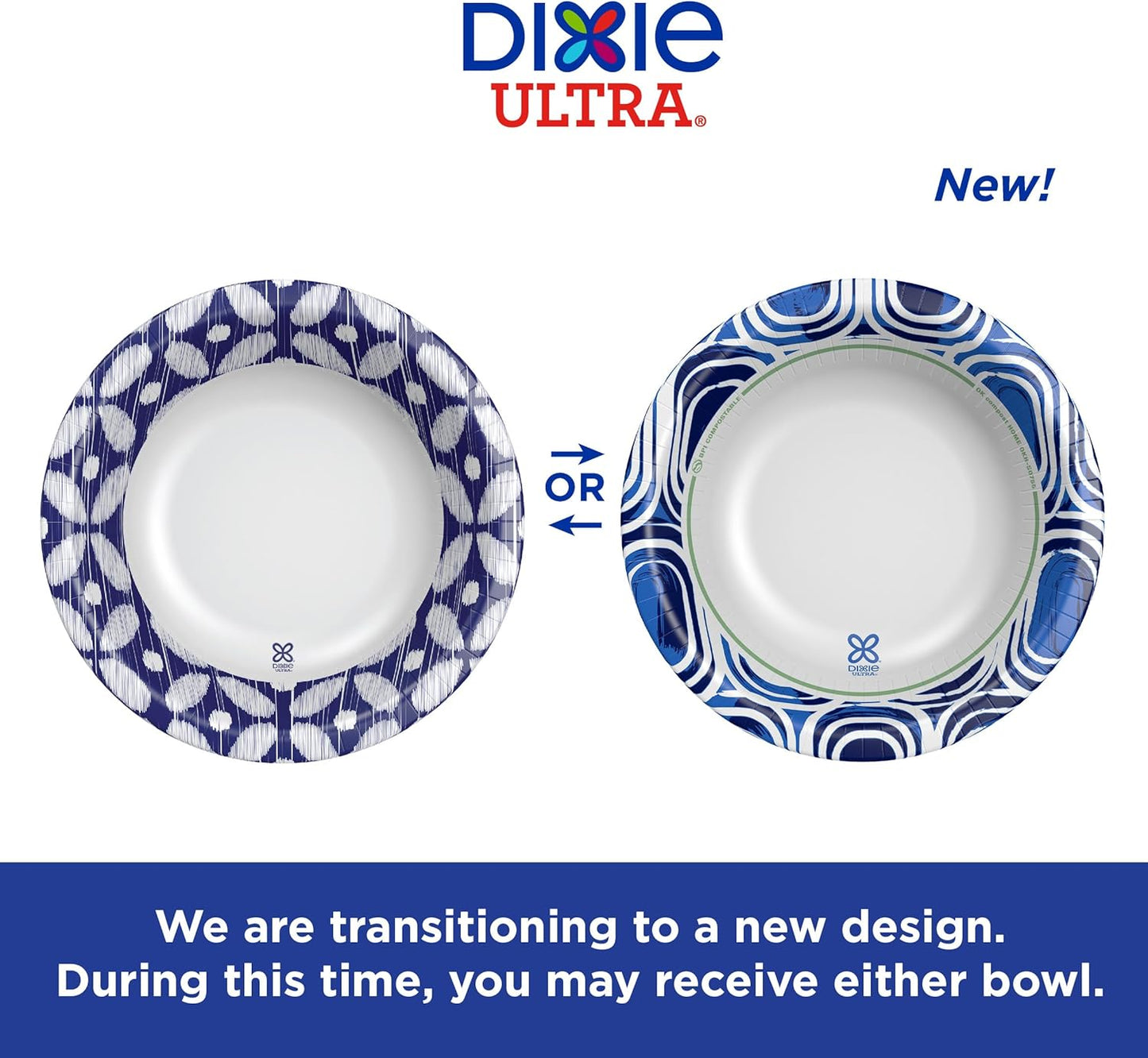Dixie Ultra, Large Paper Bowls, 20 Oz, 56 Count, Microwave Safe, Compostable, Disposable Bowls Great For Breakfast, Lunch, And Dinner Meals