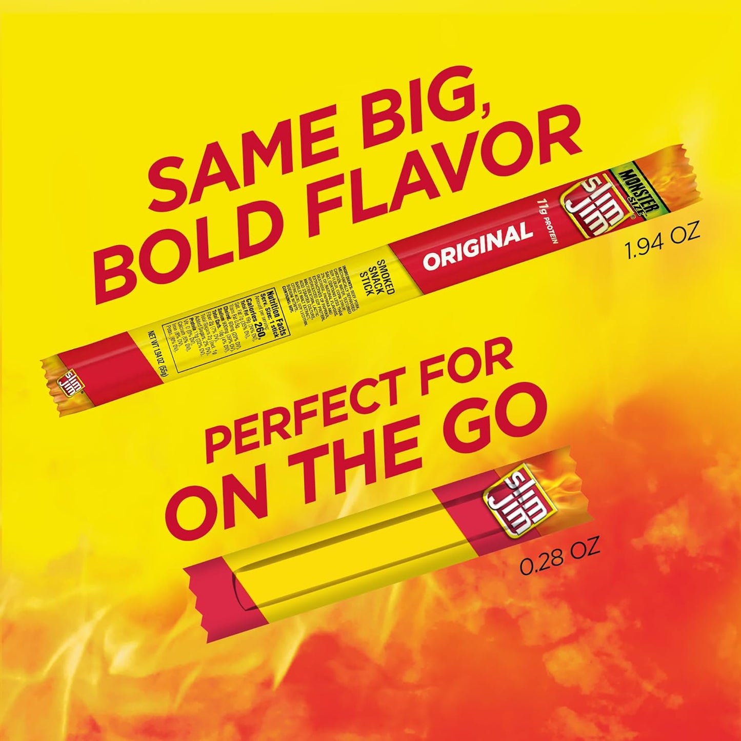 Slim Jim Smoked Meat Sticks, Original Flavor, 6g Protein Per Serving, Snack Size, 0.28 oz. (46 Count)