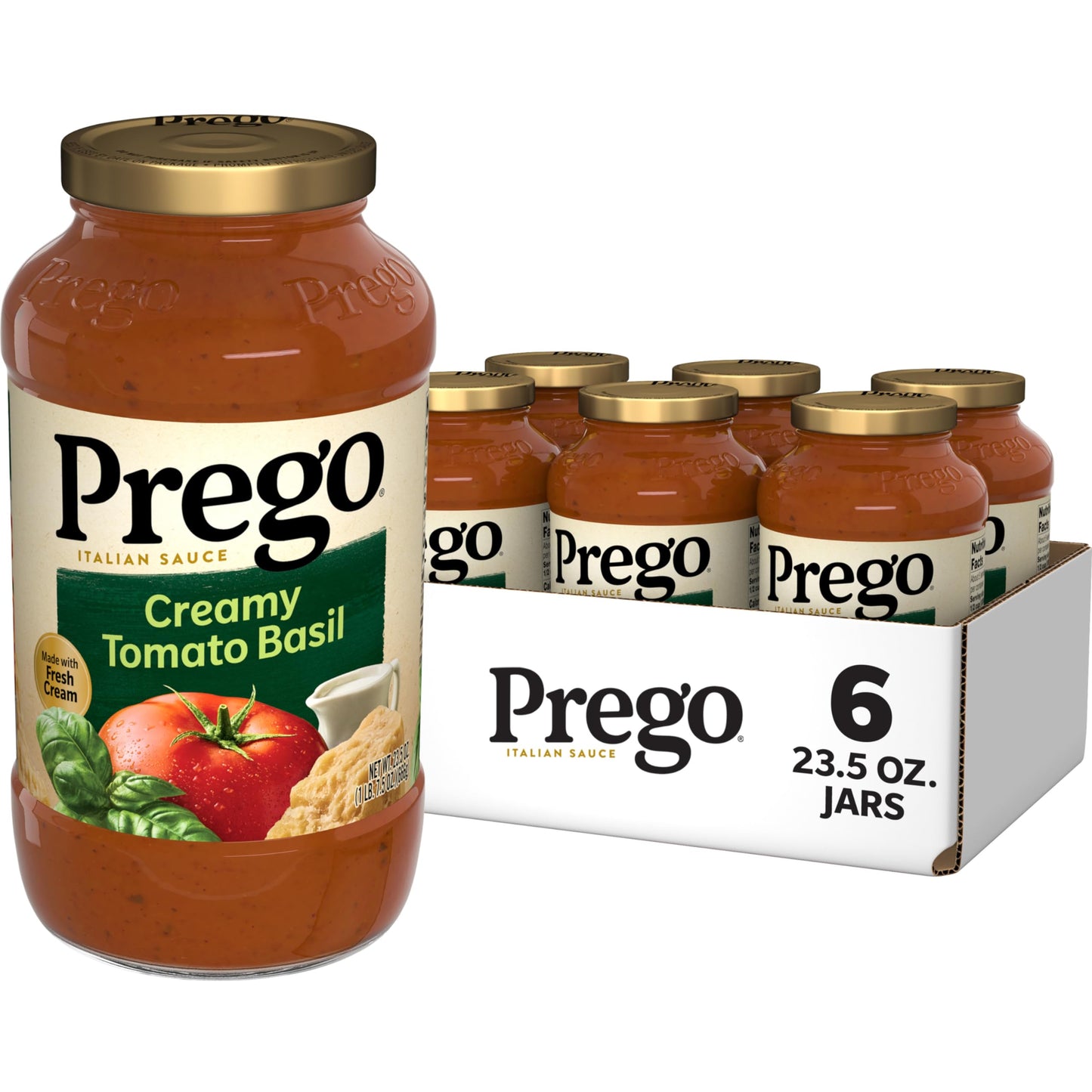 Prego Traditional No Sugar Added Pasta Sauce, 23.5 Oz Jar (Case of 6)