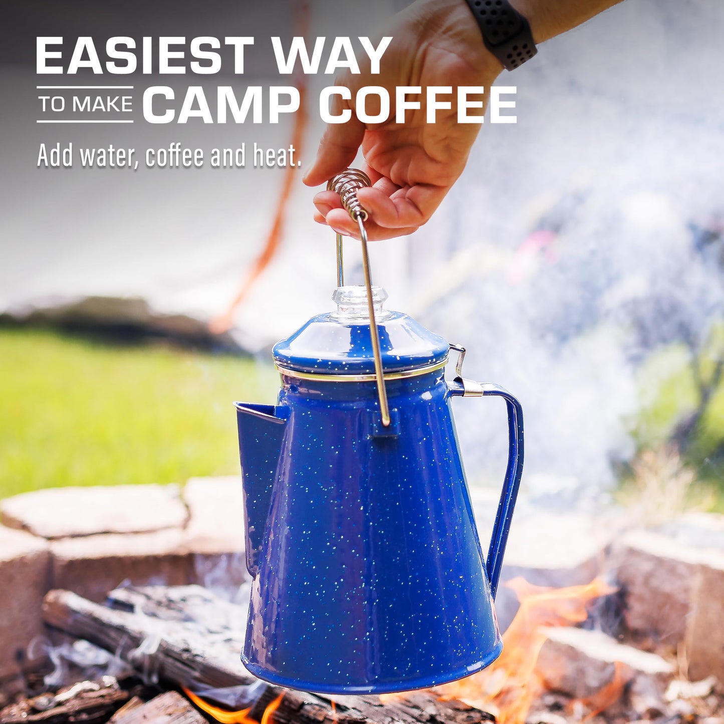 COLETTI Classic Percolator Coffee Pot — Coffee Percolator, Camping Kettle – The Original Camping Coffee Pot, Now Modernized – For Campsite Brewmasters Everywhere [Black Enamel, 12 Cup]