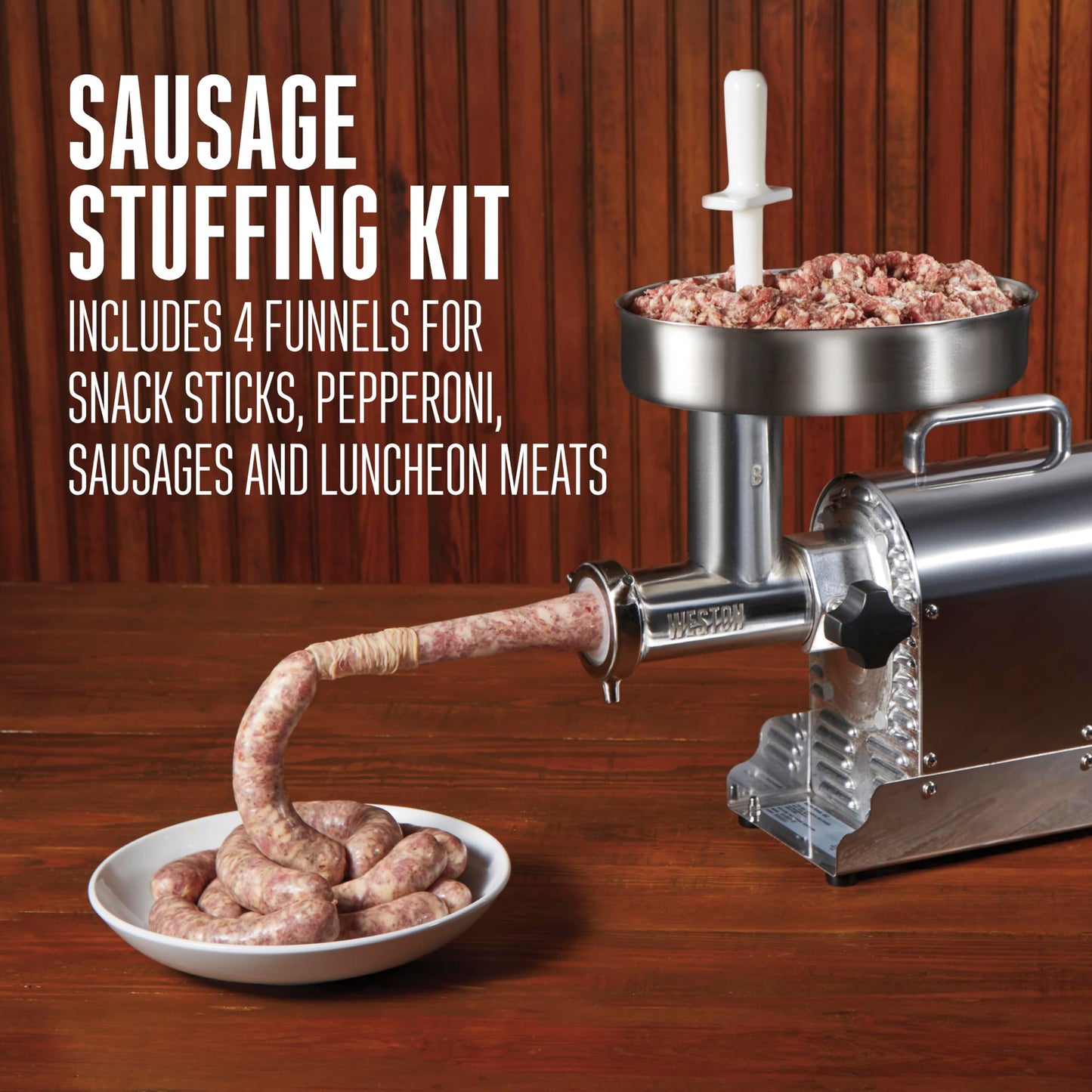 Weston Pro Series Electric Meat Grinder, Commercial Grade, 1120 Watts, 1.5 HP, 14lbs. Per Minute, Stainless Steel (10-2201-W)