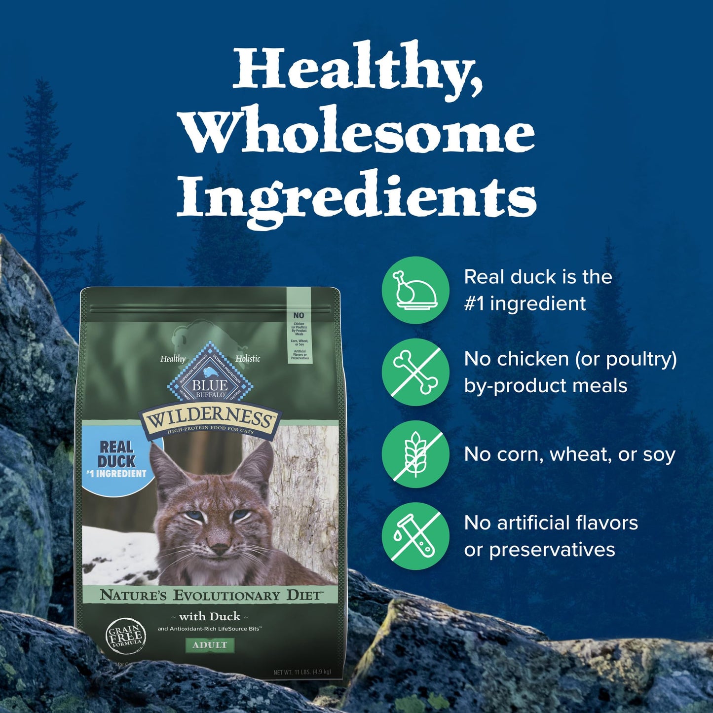 Blue Buffalo Wilderness Natural Adult Dry Cat Food, High-Protein and Grain-Free Diet, Supports Healthy Muscle Development and a Healthy Immune System, Chicken, 12-lb. Bag