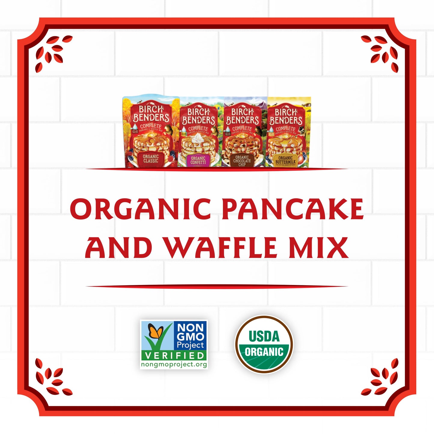 Organic Pancake and Waffle Mix, Classic Recipe by Birch Benders, Whole Grain, Non-GMO, Just Add Water, 16oz (Packaging may vary)