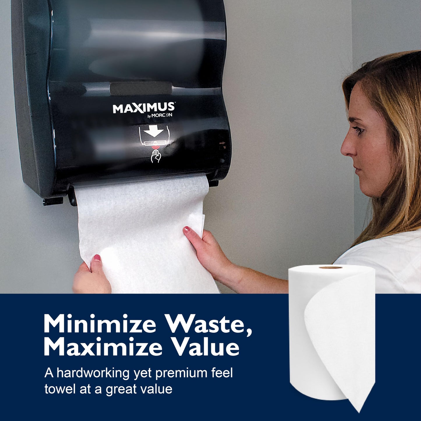 Maximus X0907 Recycled Paper Towels with Superior Absorbency, 10" Commercial Paper Towels Rolls Suitable for Office, Restaurant, and Healthcare Facilities, 6 Rolls Per Case