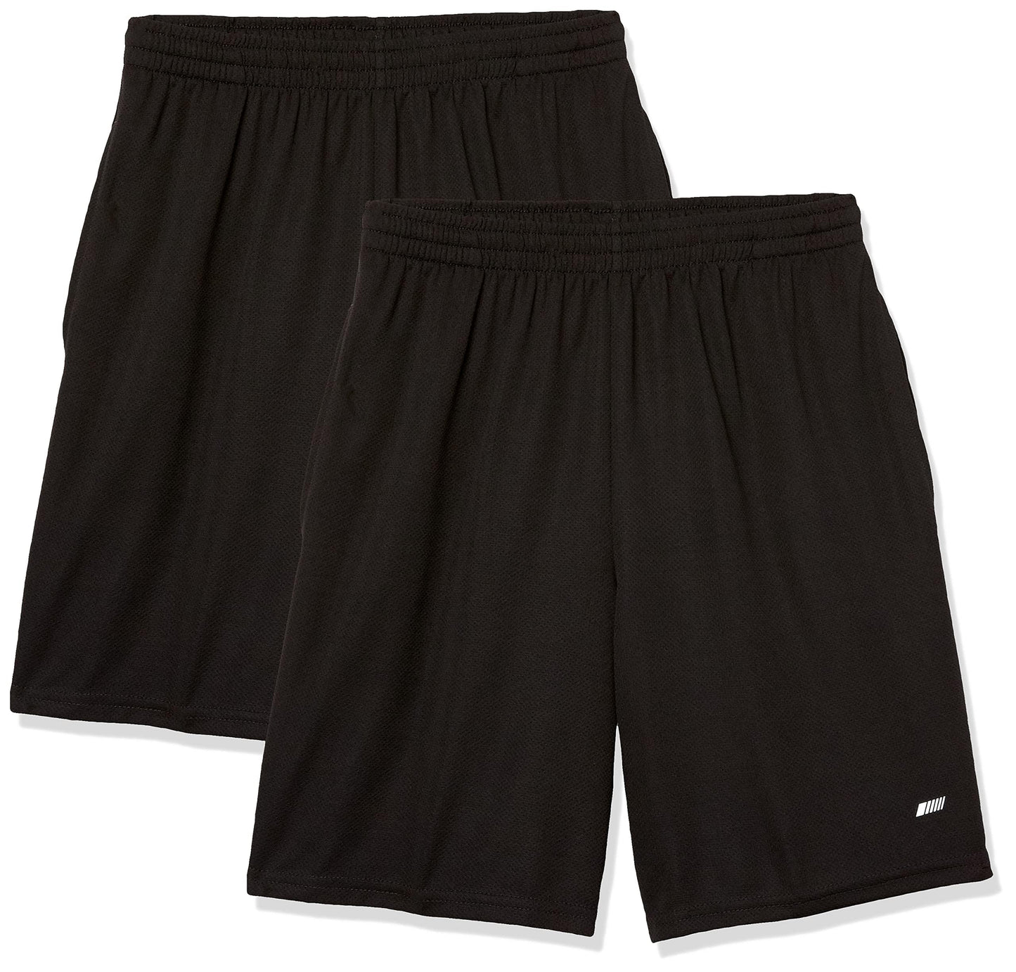 Amazon Essentials Men's Athletic Basketball Gym,Performance Tech Loose-Fit Training Shorts, Pack of 2