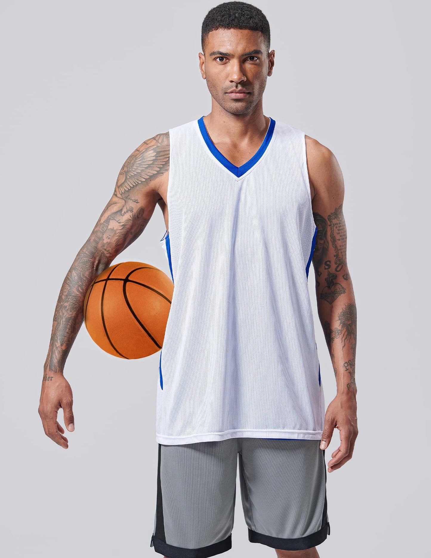 Liberty Imports Reversible Men's Mesh Athletic Basketball Jersey Single for Team Scrimmage (Blue/White, Large)
