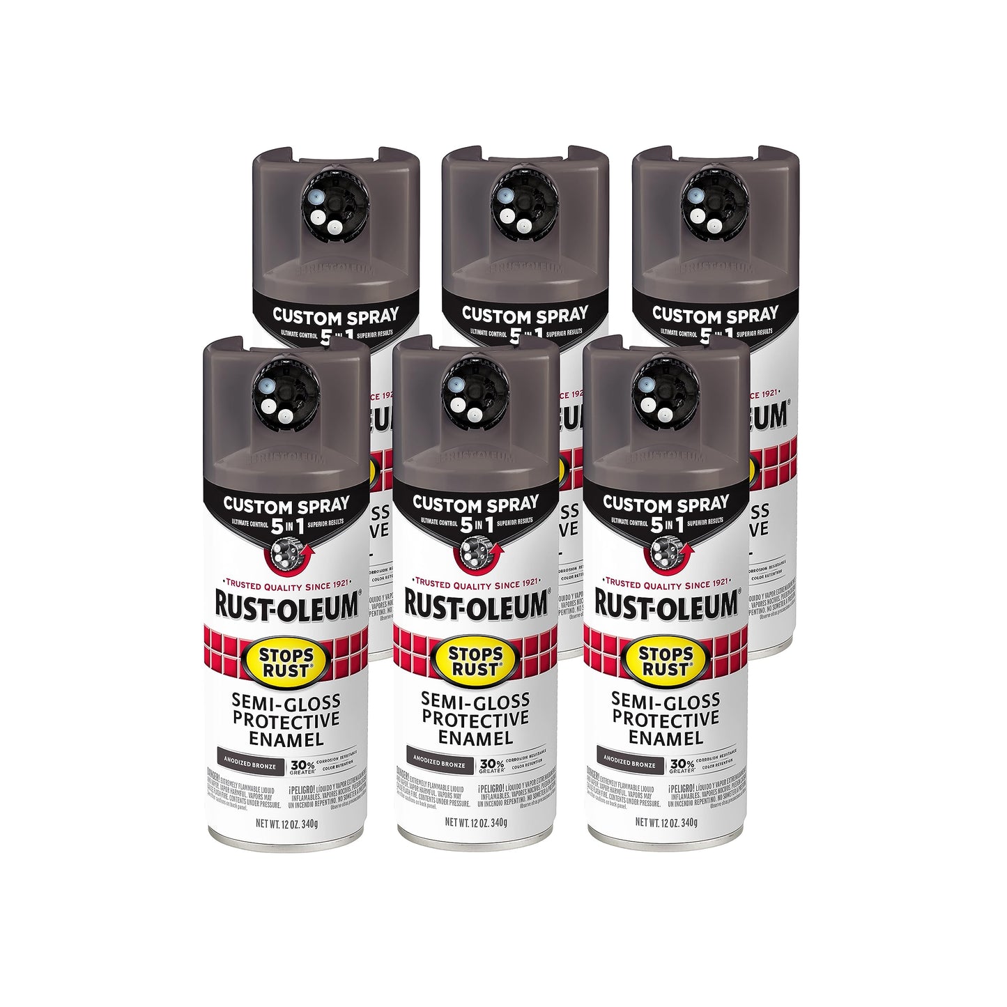 Rust-Oleum 376892 Stops Rust Custom Spray 5-in-1 Spray Paint, 12 oz, Gloss Leather Brown