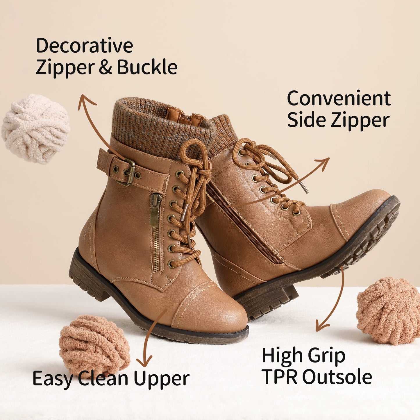 DREAM PAIRS Girl's Mid Calf Combat Ankle Lace up Boots