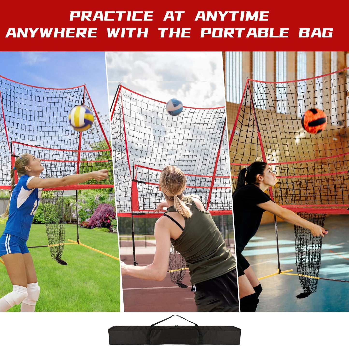 Sturdy and Easy to Set up Volleyball Training Equipment Net,Update Freely Height Adjustable Volleyball Net for Backyard,Portable 11x8FT Net to Improve Spike Service Skill for Indoor and Outdoor