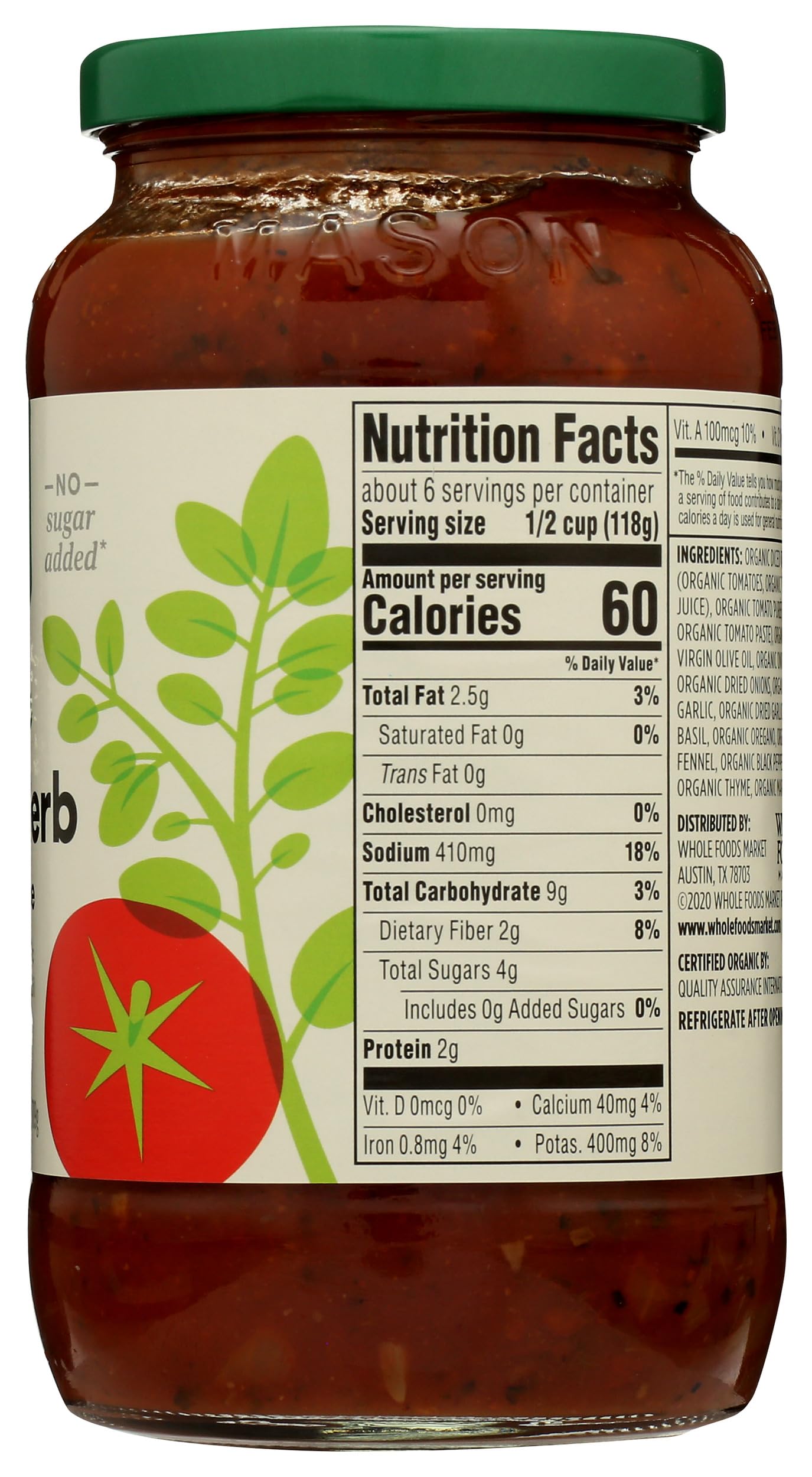 365 by Whole Foods Market, Organic Marinara Pasta Sauce, 25 OZ