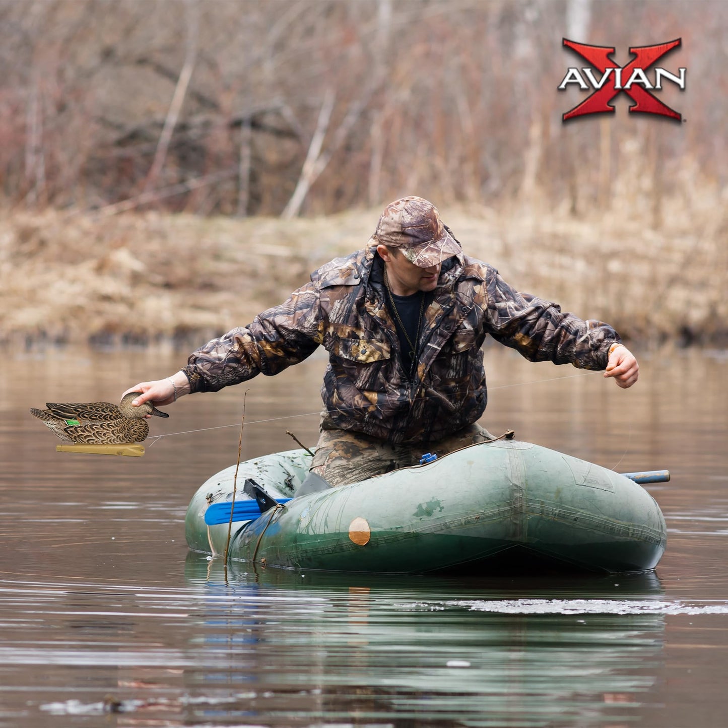 Avian X Topflight Green-Winged Teal Decoys, Realistic Floating Duck Decoys for Hunting, Weight-Forward Swim Keel