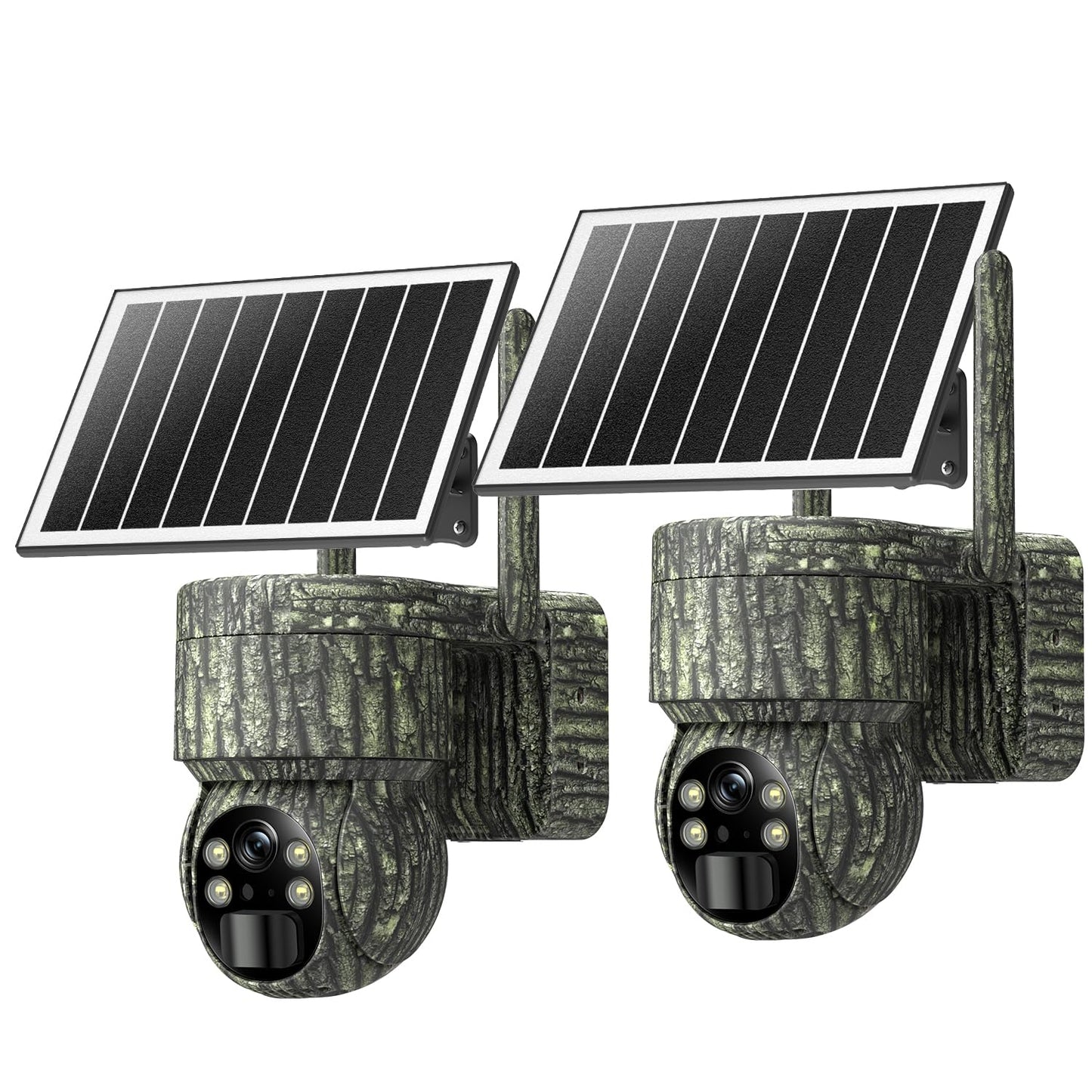 4G LTE Cellular Trail Cameras 2 Pack, Unlimited Data Plan, 360°Full View Live Video, 2K HD Game Camera with Solar Power, Security Camera Built-in SIM Card with PIR Night Vision, IP65 Waterproof