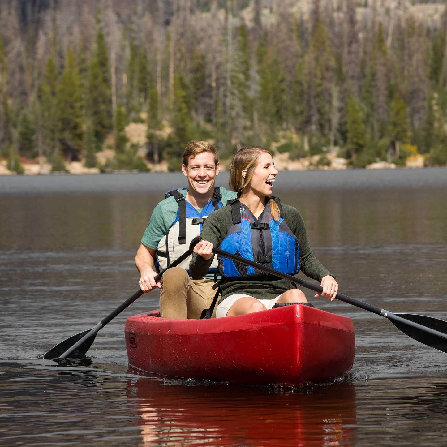 Lifetime Kodiak Canoe with 2 Paddles, Red, 13'