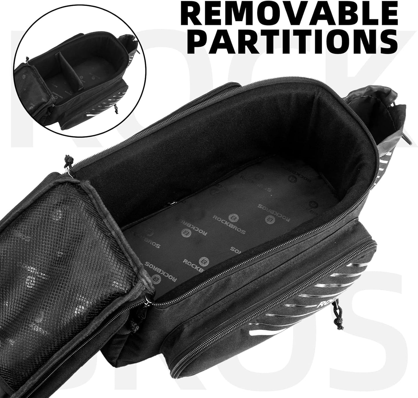 ROCK BROS Bike Rack Bag Bicycle Bag Trunk Rear Rack Bag Bike Panniers Bike Accessories Basket Storage Luggage Saddle Shoulder Bag 13L for E bike, Bicycle With Rain Cover