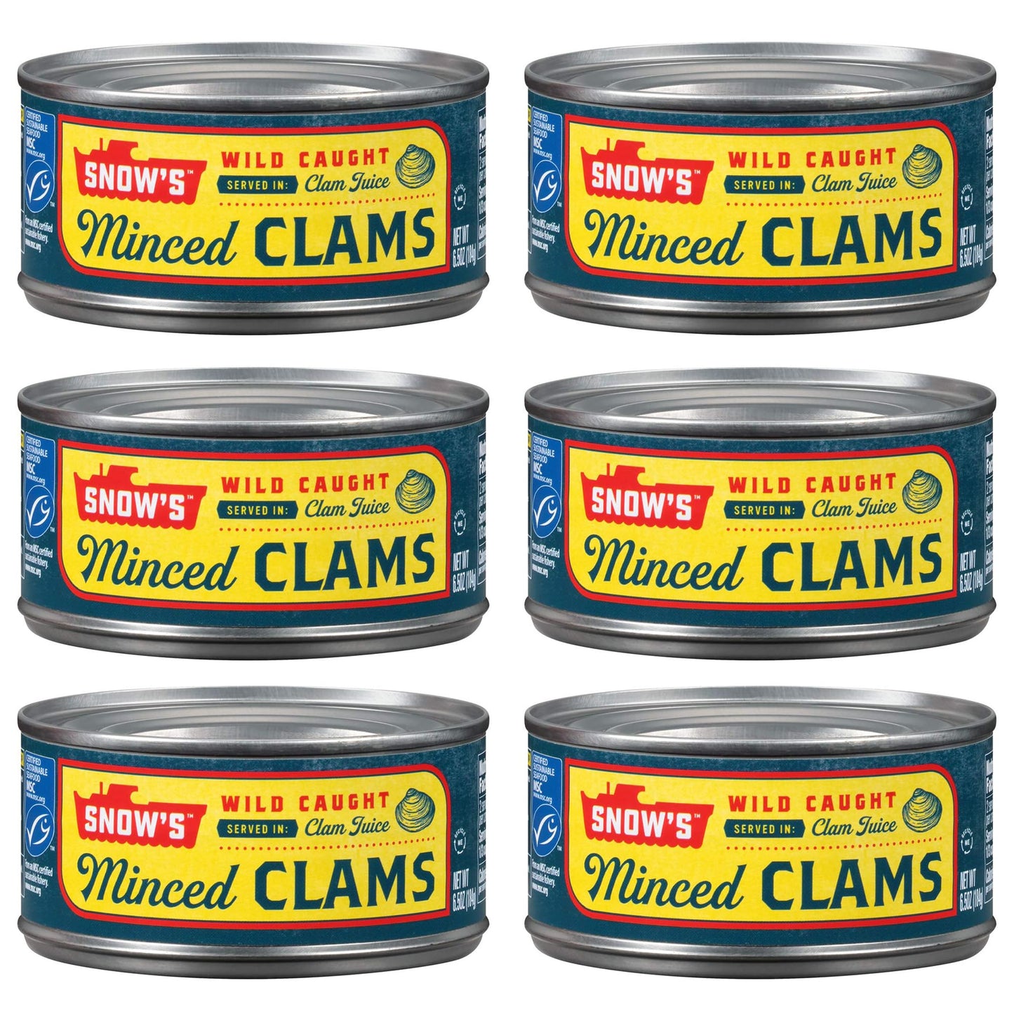 Snow's Ocean Chopped Clams Canned, 51 oz Can - 7g Protein per Serving - Gluten Free, No MSG, 99% Fat Free - Great for Pasta & Seafood Recipes