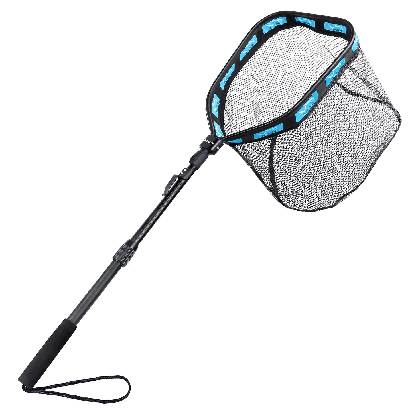 PLUSINNO Floating Fishing Net for Steelhead, Salmon, Fly, Kayak, Catfish, Bass, Trout Fishing, Rubber Coated Landing Net for Easy Catch & Release, Compact & Foldable for Easy Transportation & Storage