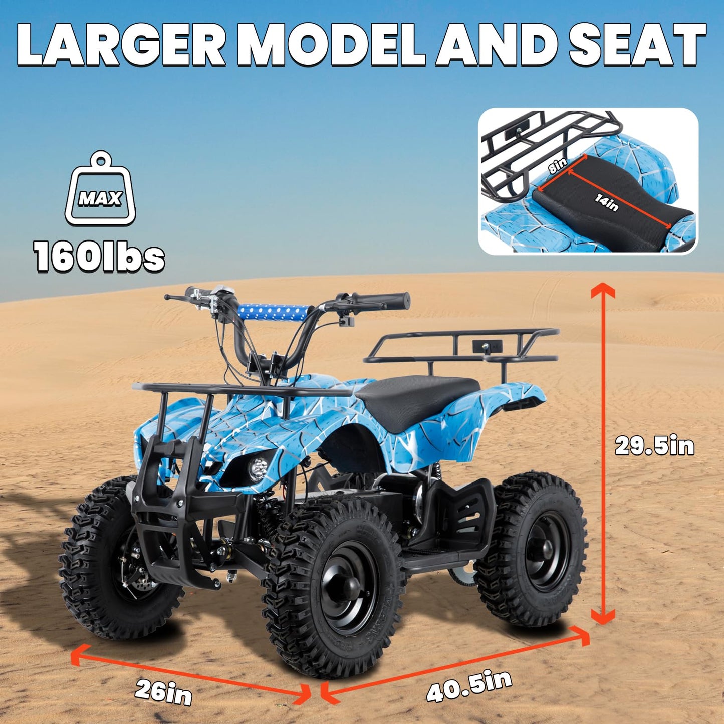 36V Electric ATV Dirt Quad Electric Four-Wheeled ATV with 500W Brushless Powerful Motor Off-Road Vehicle Electric Kids ATV Ride on ATV for Big Boys Girls Ages 5+, Black