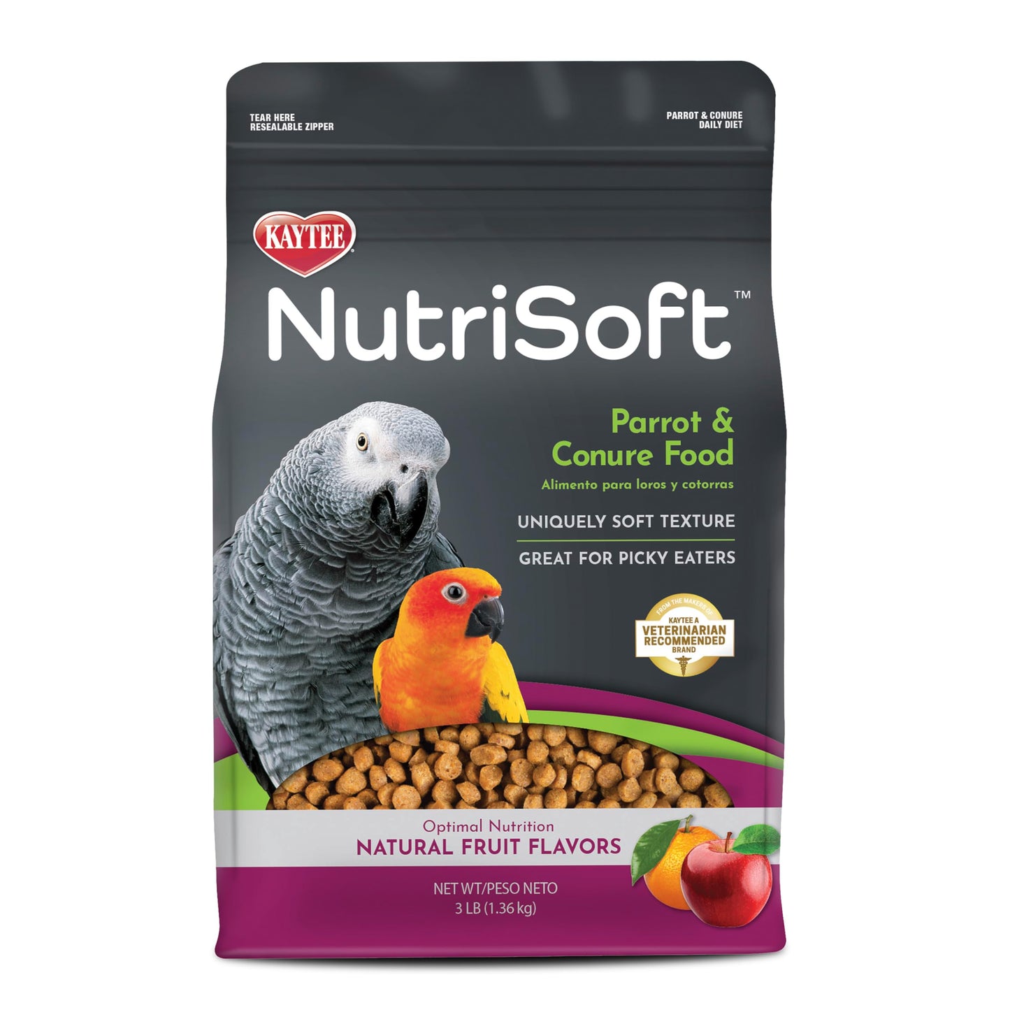 Kaytee Nutri Soft Pet Parrot & Conure Bird Food, 3 Pound