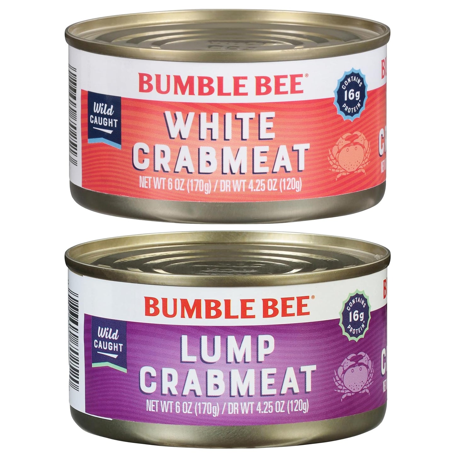 Bumble Bee White Flake Crab Meat in Water, 6 oz Can - 16g Protein & 1g Carb Per Serving - Wild Caught, Flaky, Drain Before Use, 6 Ounce (Pack of 1)