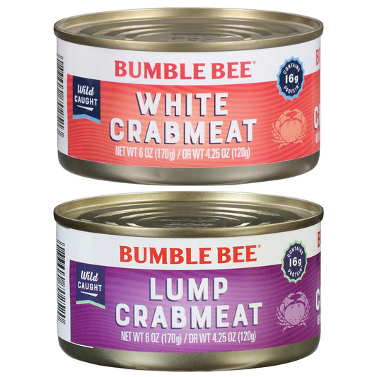 Bumble Bee White Flake Crab Meat in Water, 6 oz Can - 16g Protein & 1g Carb Per Serving - Wild Caught, Flaky, Drain Before Use, 6 Ounce (Pack of 1)