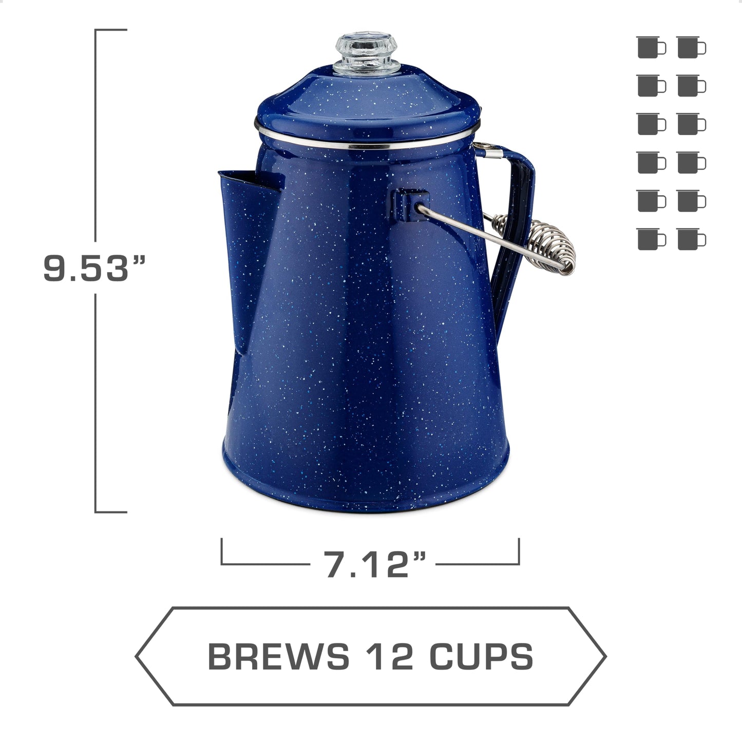 COLETTI Classic Percolator Coffee Pot — Coffee Percolator, Camping Kettle – The Original Camping Coffee Pot, Now Modernized – For Campsite Brewmasters Everywhere [Black Enamel, 12 Cup]