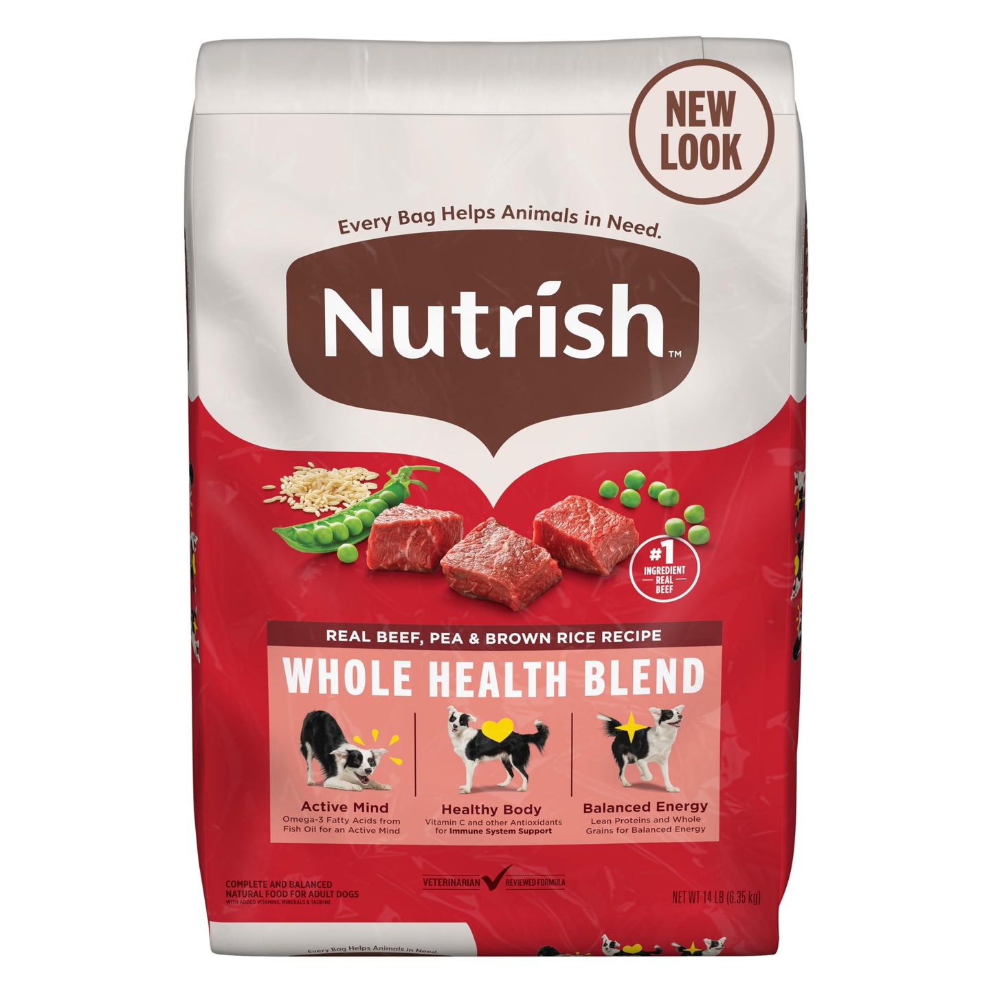 Nutrish Dry Dog Food, Real Beef, Pea & Brown Rice Recipe Whole Health Blend for Adult Dogs, 40 lb. Bag, Packaging May Vary (Rachael Ray)