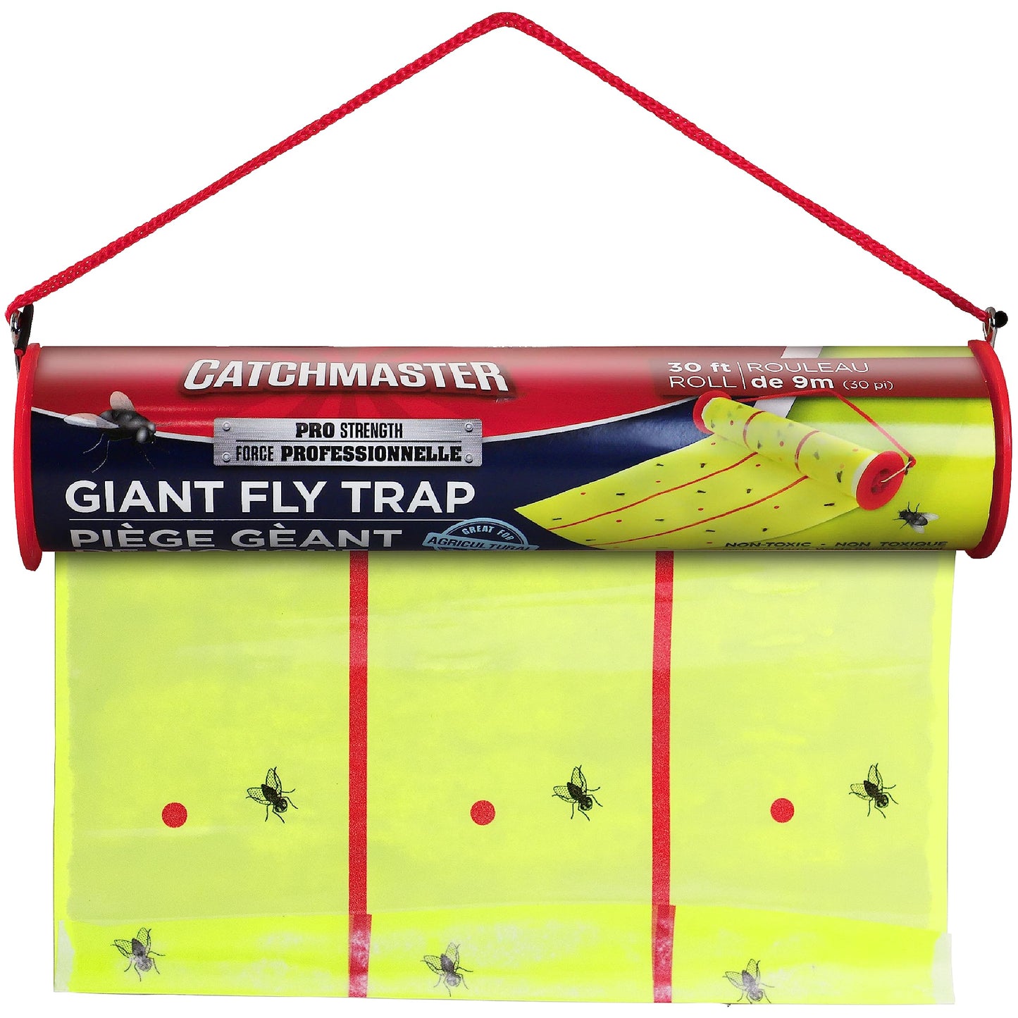 Catchmaster Giant Fly Glue Trap 3-Pack 30 Feet Each, Adhesive Fly Traps Outdoor, Sticky Bug Catcher, Bulk Flying Insect Paper Roll, Pet Safe Pest Control for Garage, Barn, Greenhouse & Garbage Room