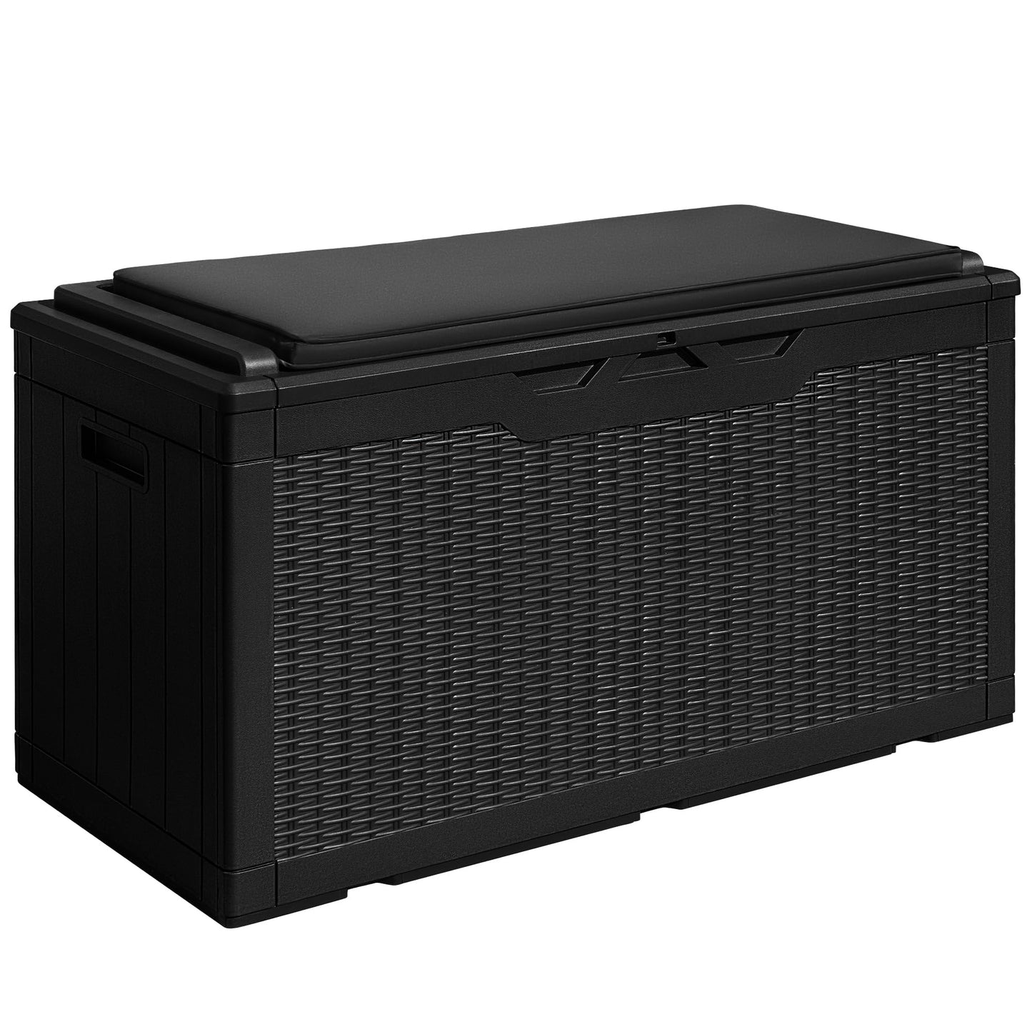Devoko 100 Gallon Waterproof Large Resin Deck Box Indoor Outdoor Lockable Storage Container for Patio Furniture Cushions Garden Tools (100 Gallon, Black)