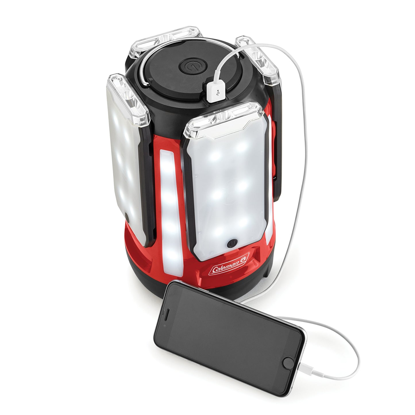 Coleman Multi-Panel Rechargeable LED Lantern, Water-Resistant Lantern with Removable Magnetic Light Panels, Built-In Flashlight, & USB Charging Port; Great for Camping, Hunting, Emergencies, & More