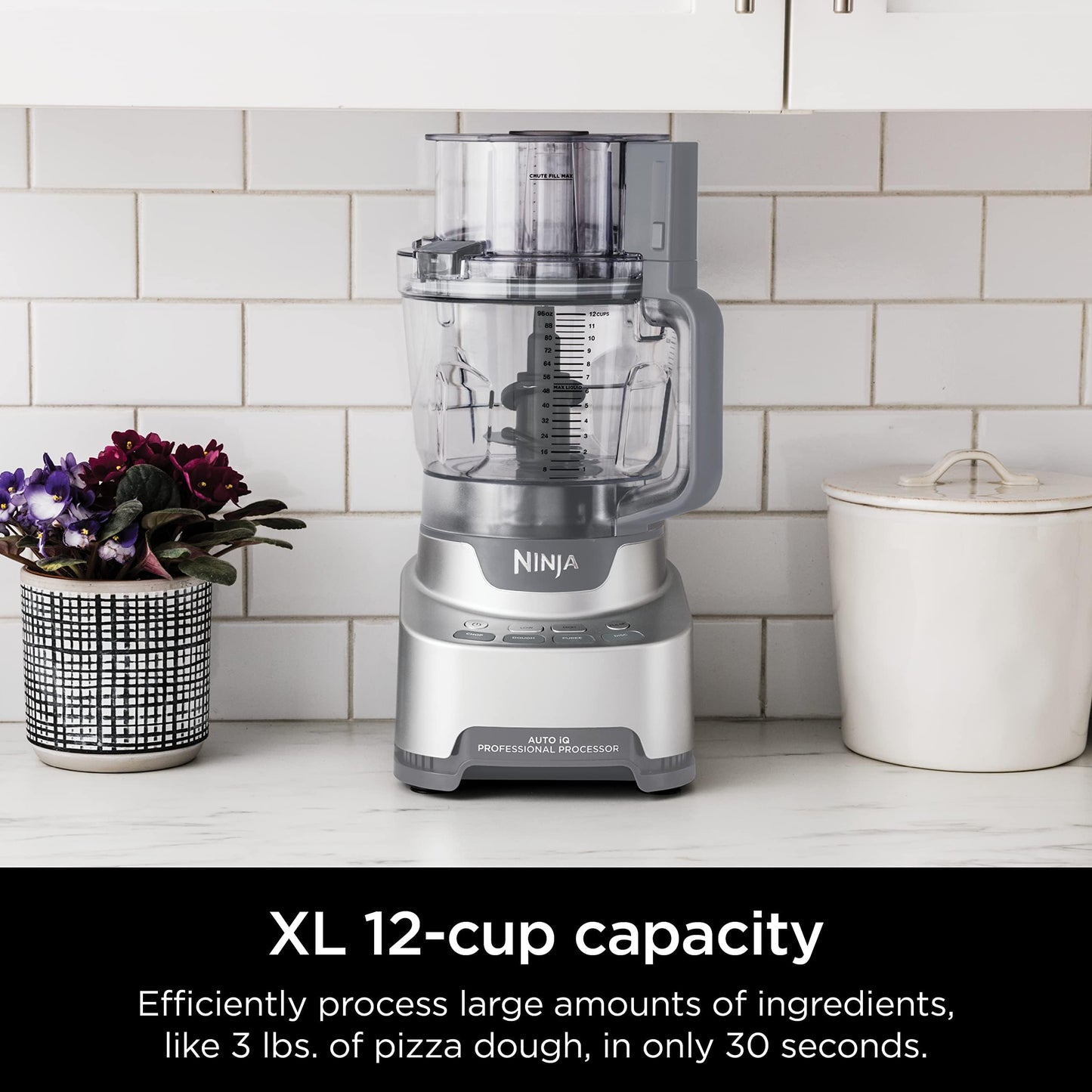 Ninja Food Processor, Professional Plus, 1000 Peak Watts, 4 Functions for Chopping, Slicing, Purees & Dough with 9-Cup Processor Bowl, 3 Blades, Food Chute & Pusher, Silver, BN601