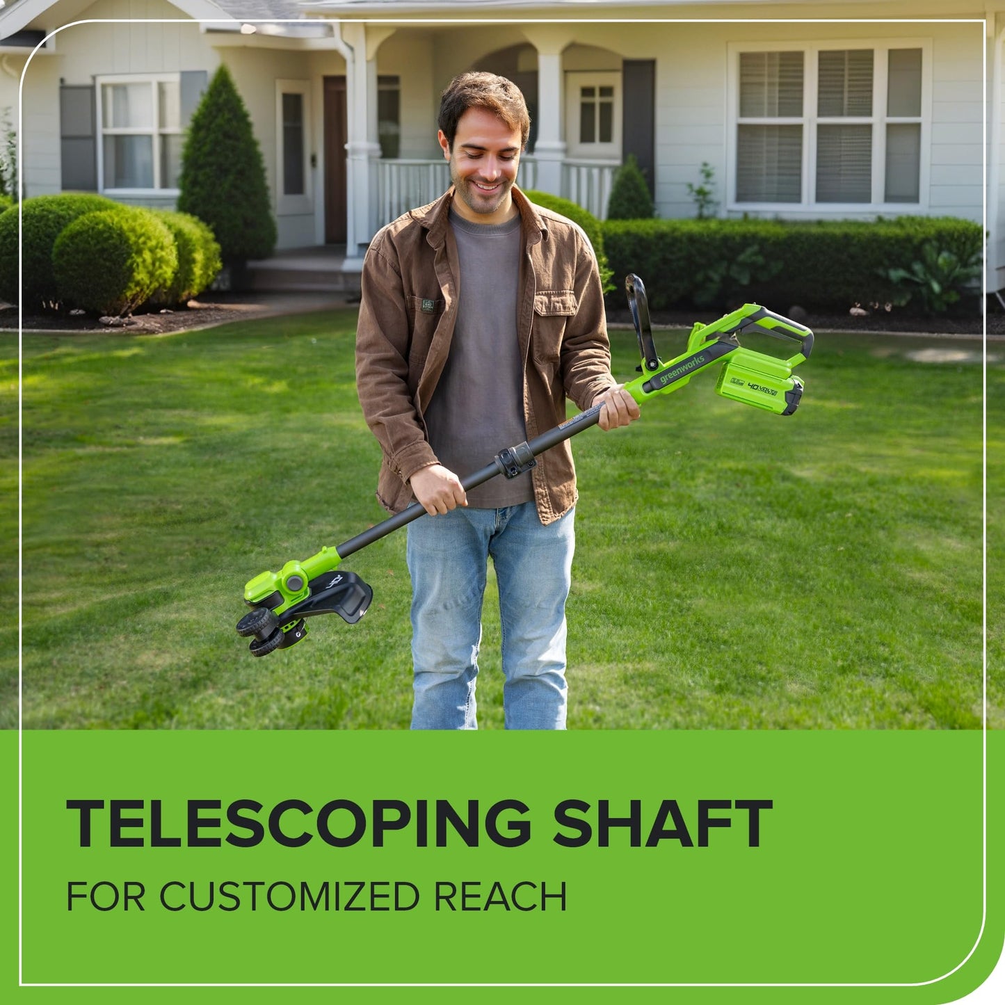 Greenworks 40V 13" Cordless String Trimmer/Weed Wacker + Edger (Includes 20 Blades), 2.0Ah Battery and Charger Included
