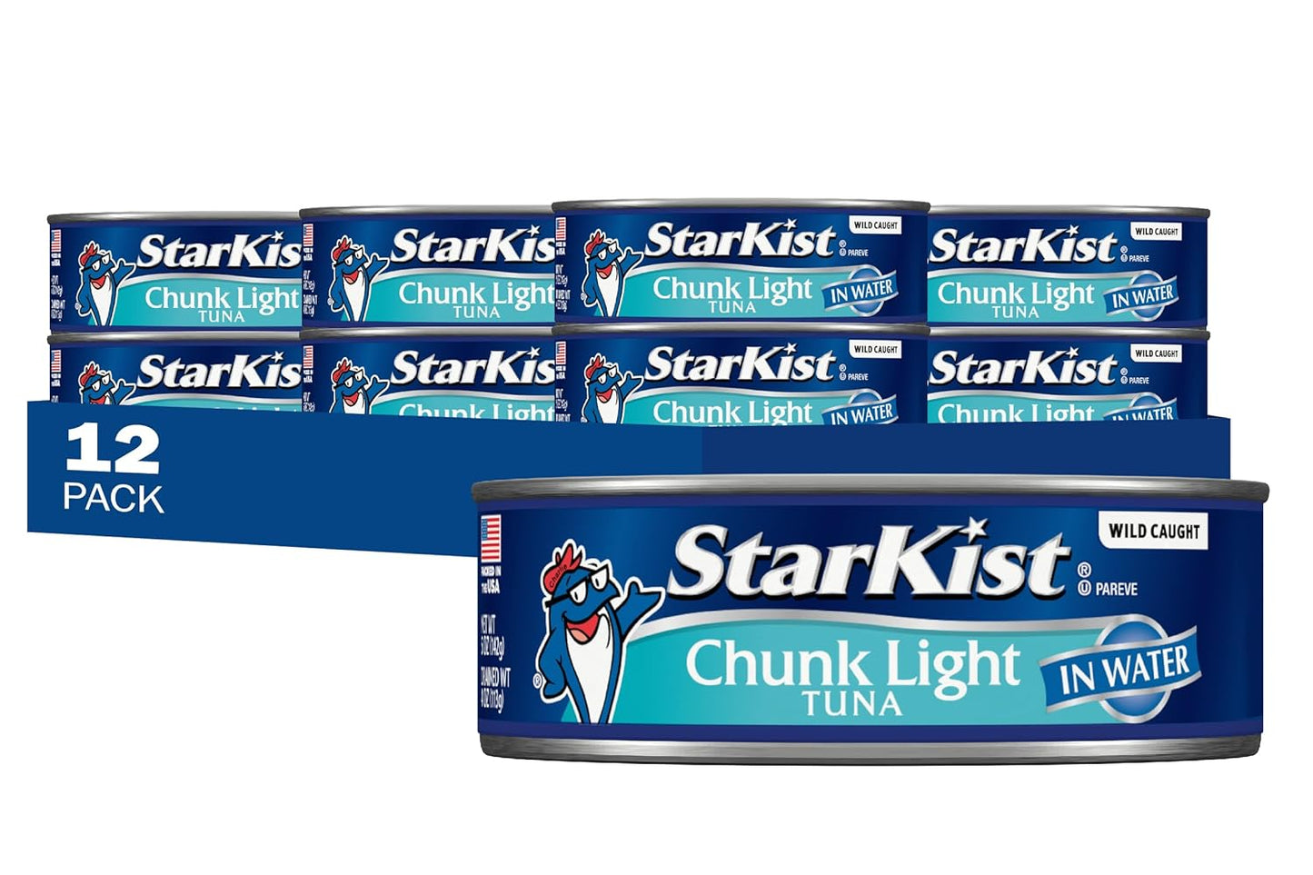 StarKist Chunk Light Tuna in Water, 5 oz (8 Pack) Canned Tuna Fish, Wild Caught, Gluten Free, Ready to Eat, Perfect for Salads, Keto Meals and Snacks, with 20g Protein & 90 Calories Per Serving