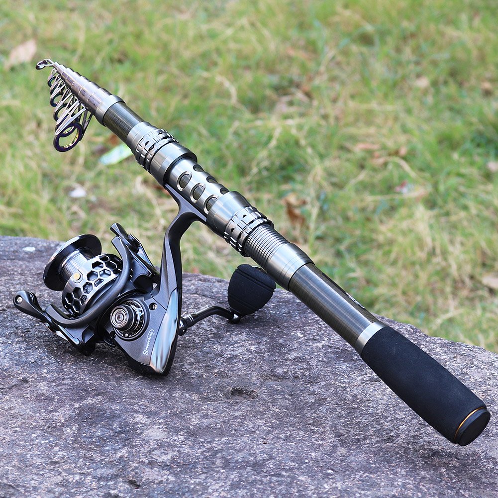 Sougayilang Fishing Rod Reel Combo with Telescopic Fishing Pole Spinning Reel Carrier Bag