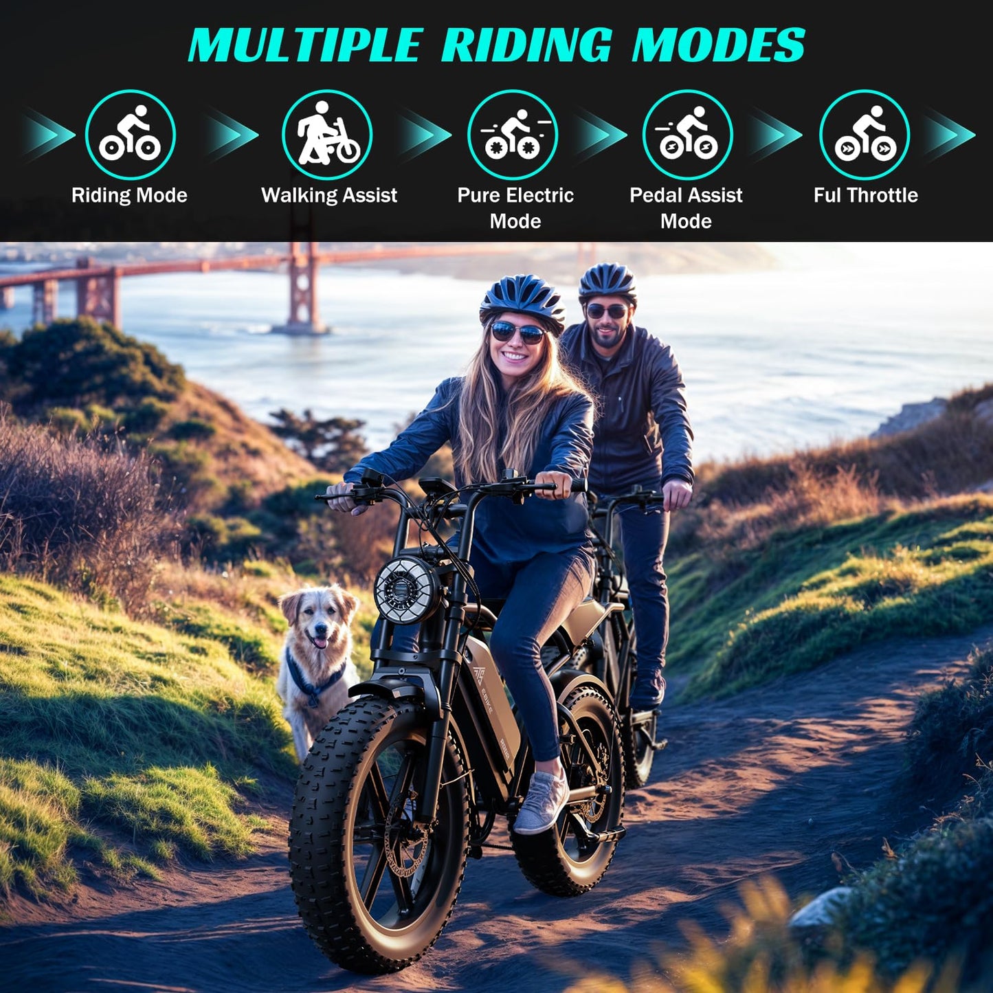 TST Electric Bike for Adults 1500W Peak 20" Fat Tire All-Terrain E-Bike 60 Miles 28MPH Electric Dirt Bike for Road Sand Mountain Snow - 48V 15AH Battery Powered Electric Motorcycle for Adventure