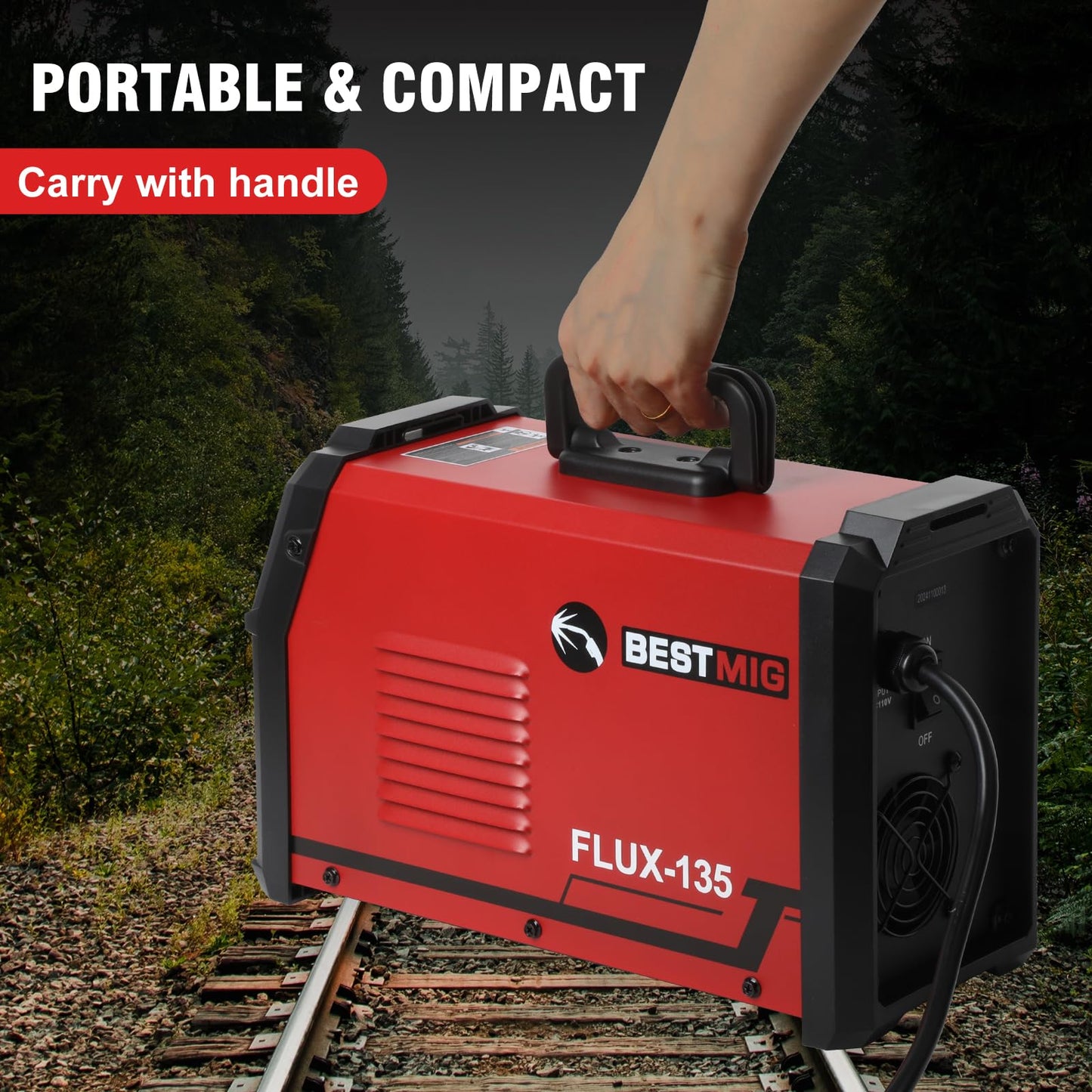 BESTMIG 135A MIG Welder - 3-in-1 Flux Core Welder, MIG/Lift TIG/Stick Welding Machine - Portable IGBT Inverter - 110V with Welding Helmets and Gloves (Red Black, MIG 135A Welder)