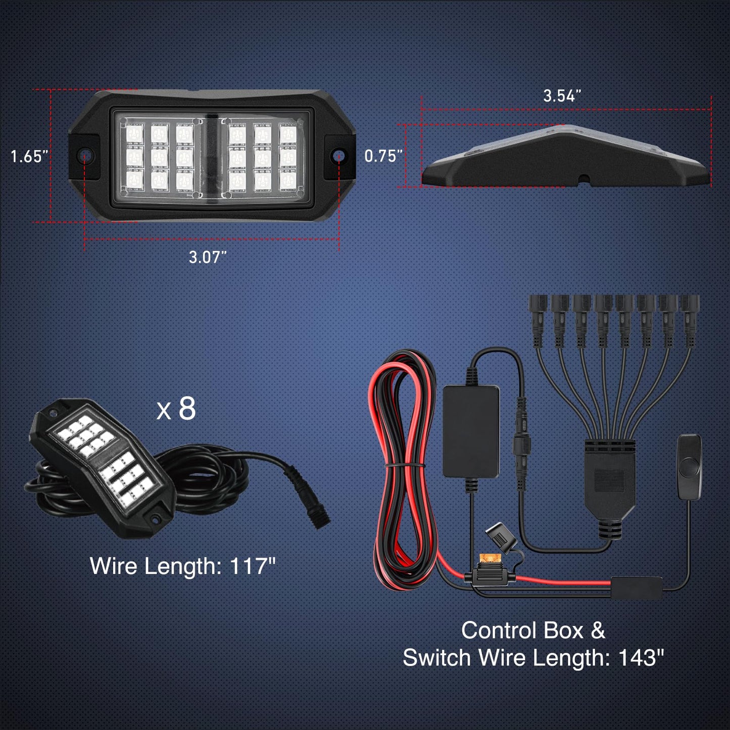Nilight RGB LED Rock Lights Kit, 4 pods Underglow Multicolor Neon Light Pod with Bluetooth App Control Flashing Music Mode Wheel Well Light for Truck ATV UTV RZR SUV