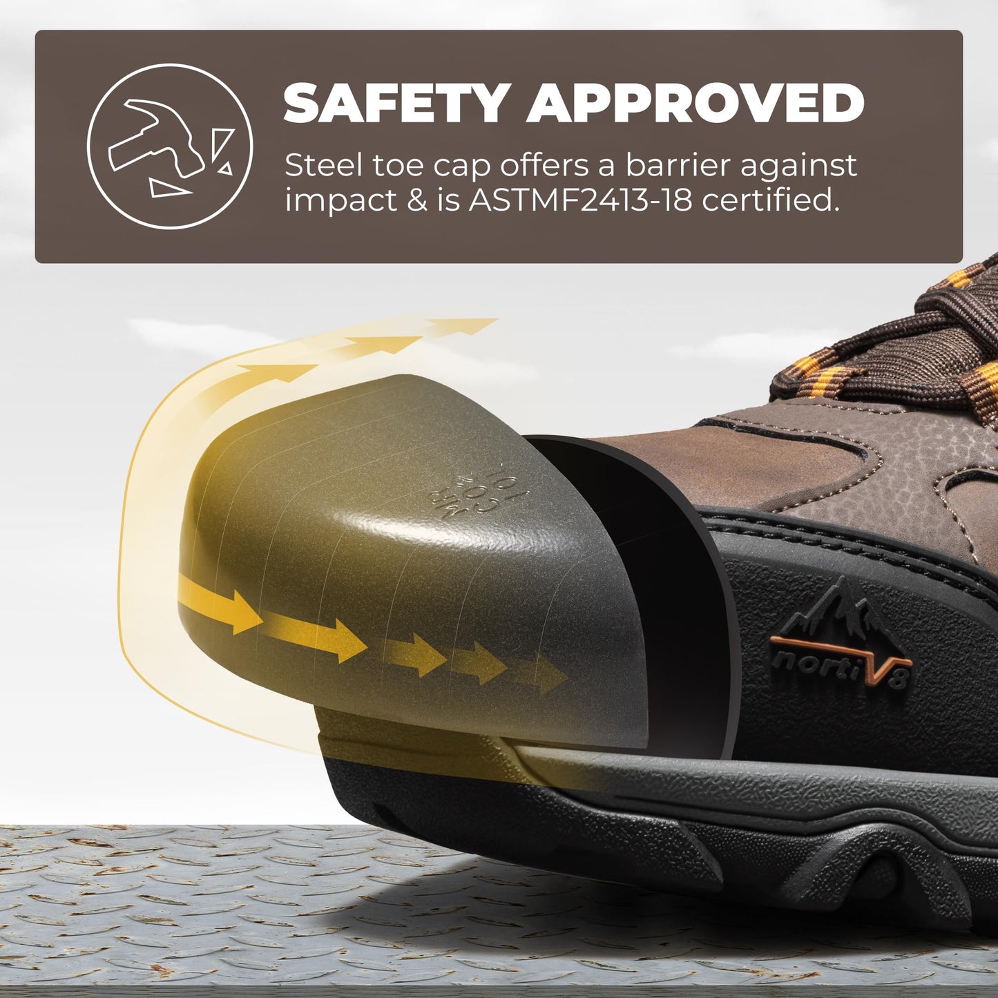 NORTIV 8 Waterproof Steel Toe Boots for Men Slip Resistant Safety Industrial Boots