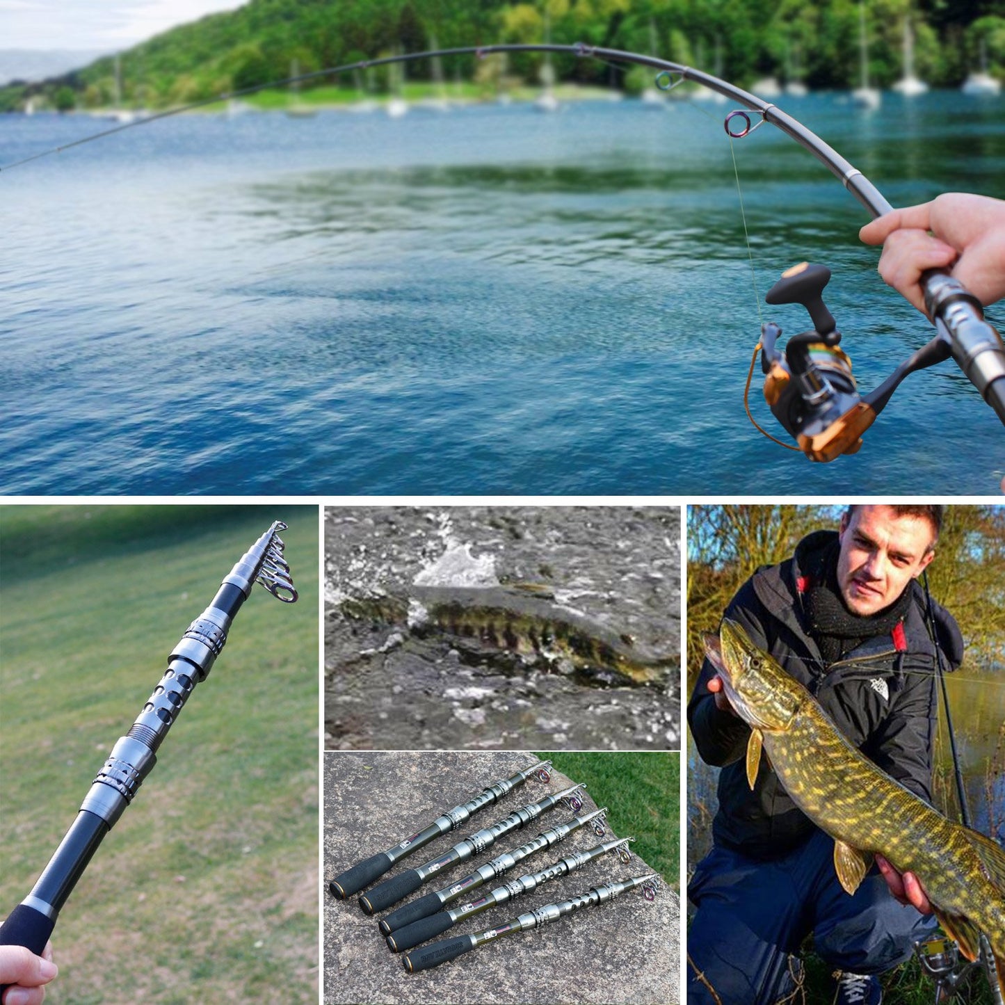 Sougayilang Fishing Rod Reel Combo with Telescopic Fishing Pole Spinning Reel Carrier Bag