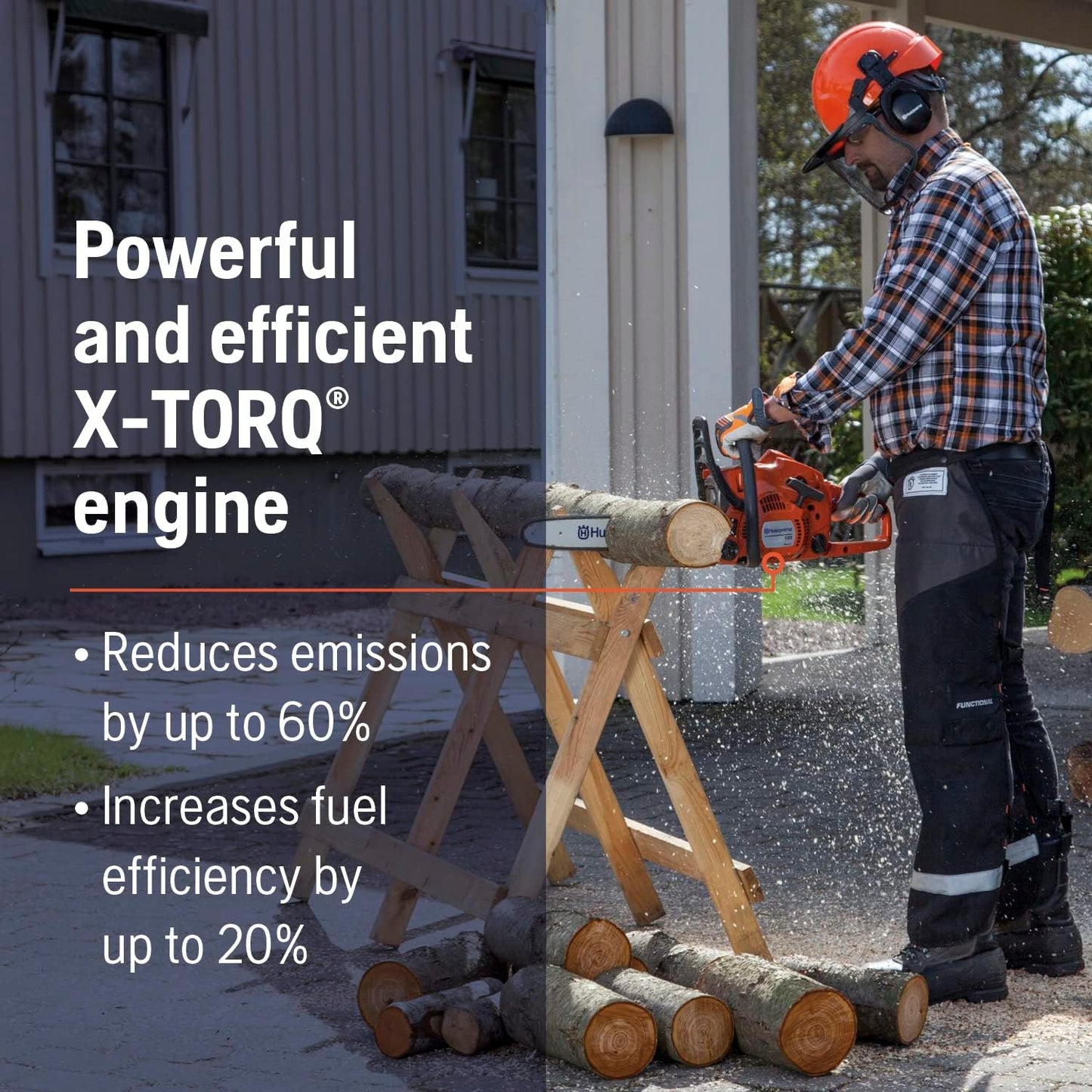 Husqvarna 120 Mark III Gas Chainsaw, 38-cc, 2-Cycle X-Torq Engine, 16 Inch Chainsaw with Automatic Oiler, For Wood Cutting and Tree Pruning, 970739616