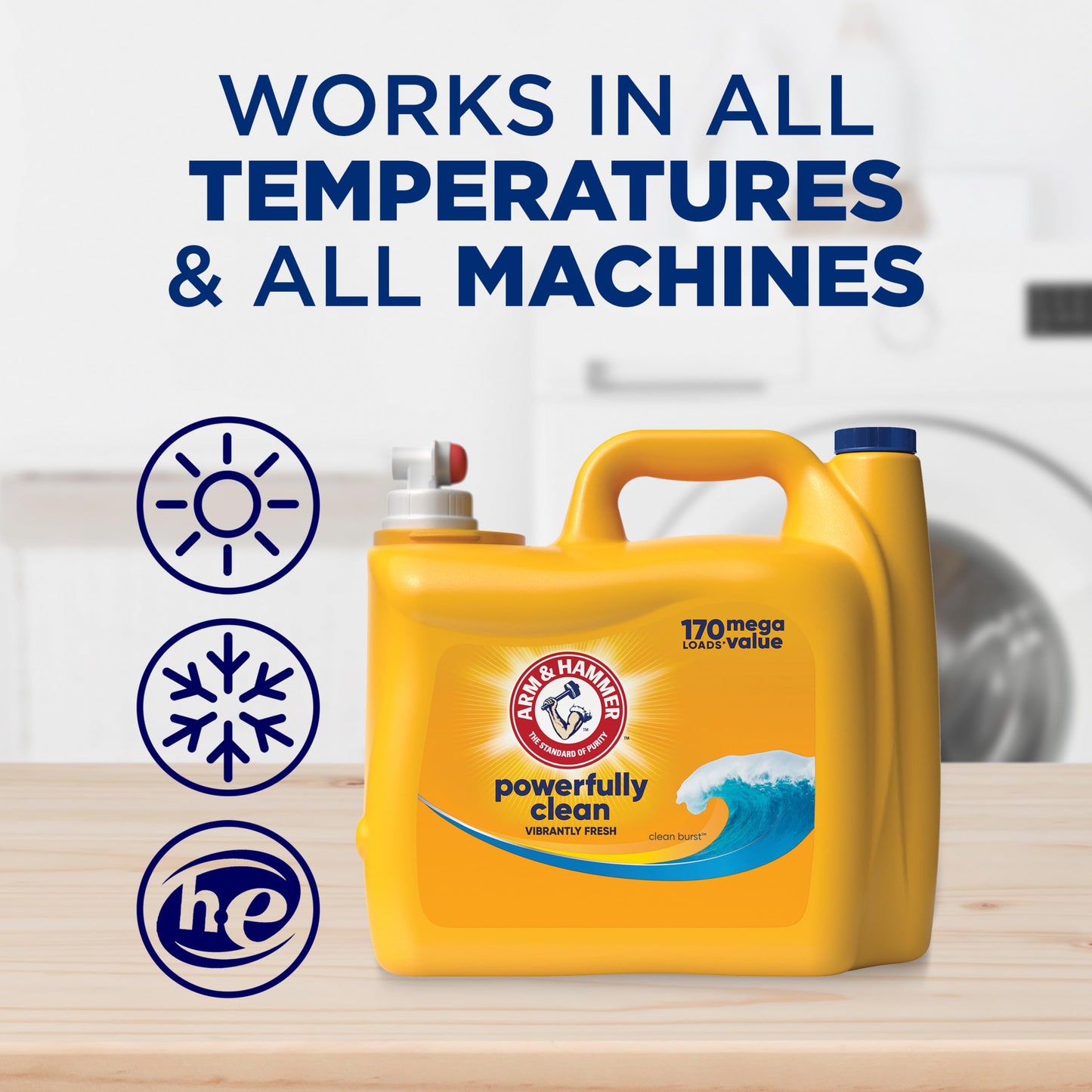 ARM & HAMMER Liquid Laundry Detergent, Clean Burst Fresh, 170 fl oz, 170 Loads