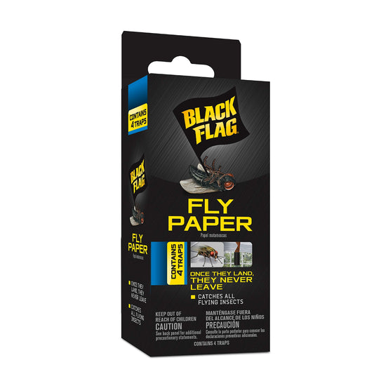 Black Flag Fly Stick, Trap Houseflies and Flying Insects, Pack of 6