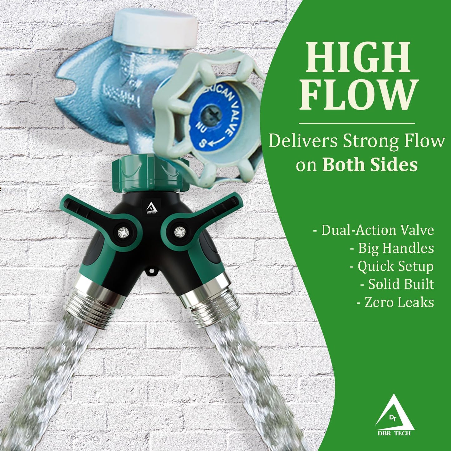 Hose Splitter 2 Way, Heavy Duty Metal Connector, Two Way Garden Hose Splitter, High Flow Spigot Faucet Bib Adapter, Solid Double Y Shut Off Valve for Outdoor Gardening Hoses, Orange