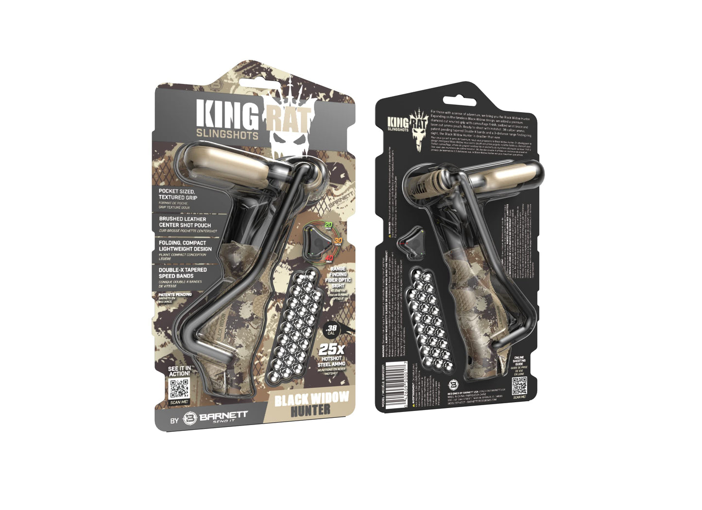 Barnett King Rat Slingshots, Powerful Slingshot for Adults and Kids Alike, Includes Power Band, Brushed Leather Pouch, & Slingshot Ammo