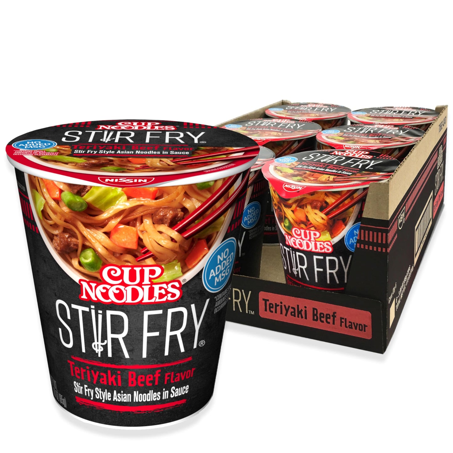 Nissin Cup Noodles Soup, Beef Flavor, Microwaveable Paper Cups, Instant Ramen, 2.25 Ounce (Pack of 12)