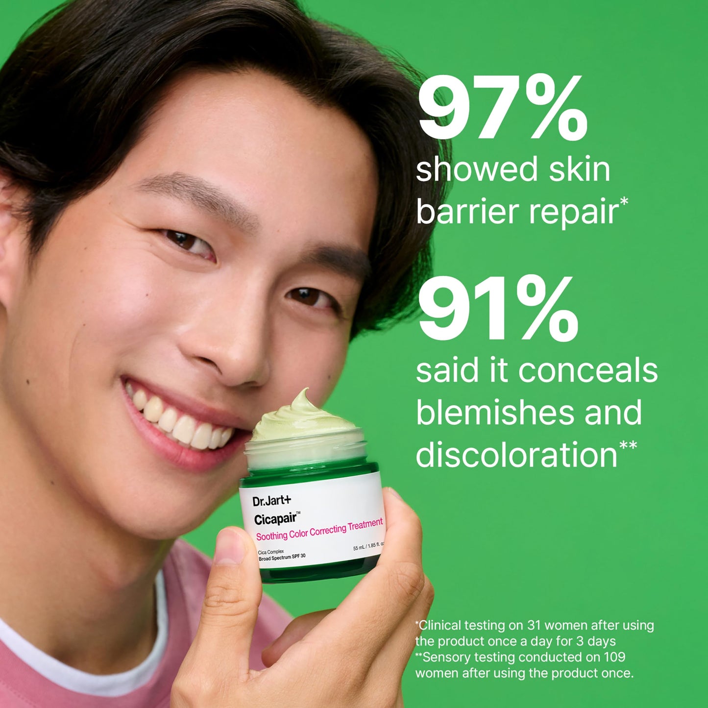 Dr.Jart+ Cicapair Soothing Color Correcting Treatment SPF 30 with Centella Asiatica Extracts | cc cream | Rosacea Treatment | Korean Skin Care, 0.5 Fl Oz