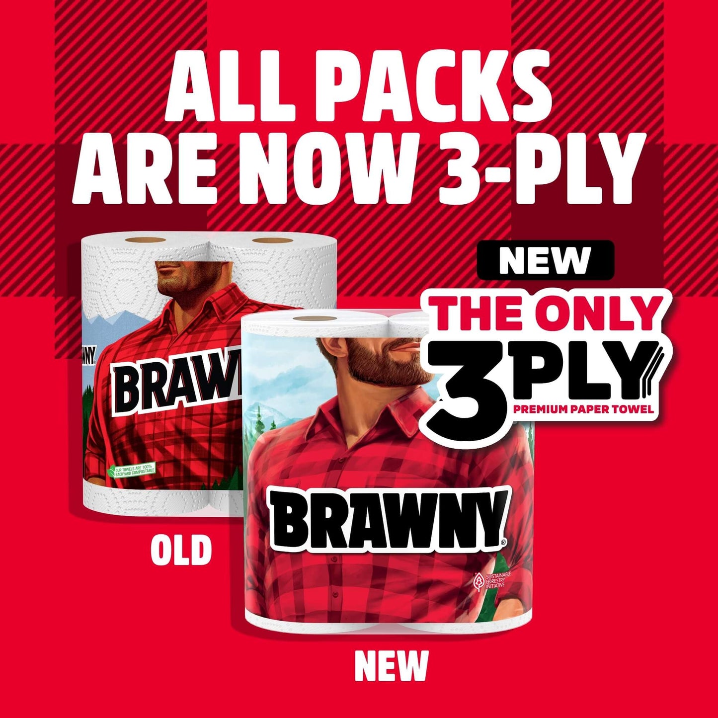Brawny Tear-A-Square Paper Towels, 12 Double Rolls = 24 Regular Rolls, 3 Sheet Sizes (Quarter, Half, Full), Strength for All Messes, Cleanups, and Meal Prep