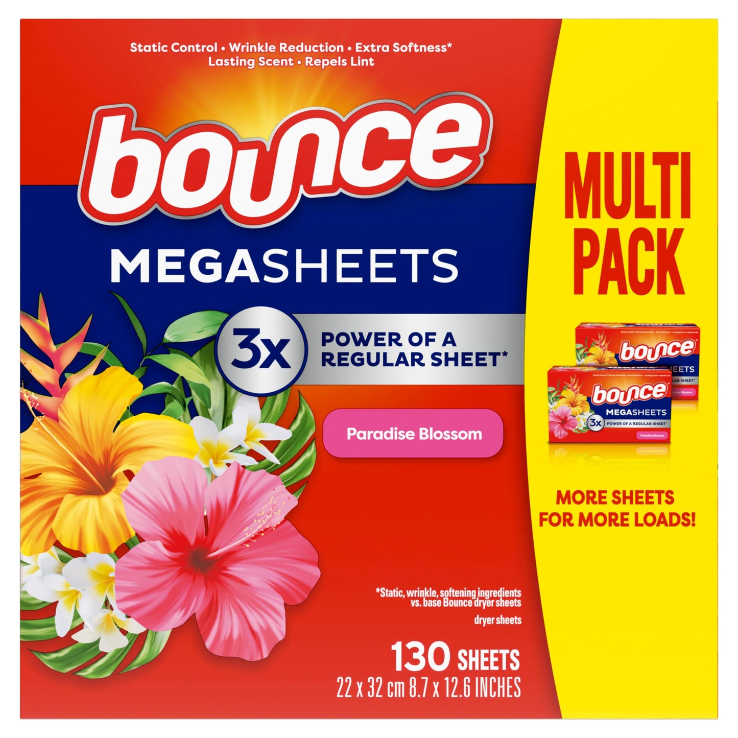 Bounce Mega Dryer Sheets, Paradise Blossom, 180 Count, Bounce Dryer Sheets