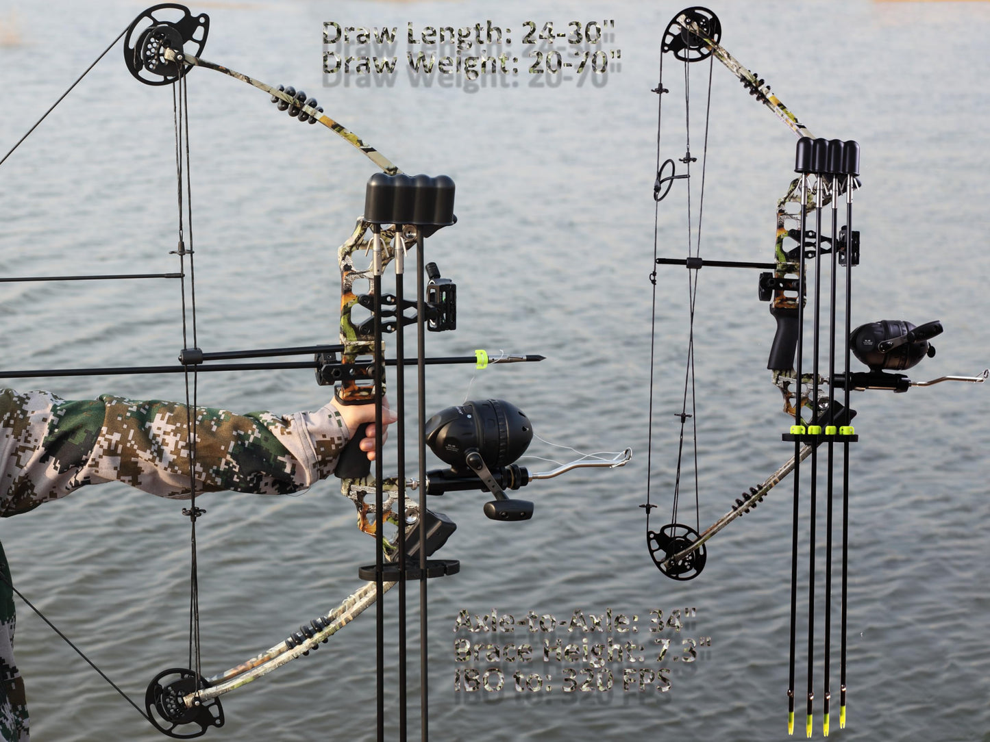 Compound Bow Fishing Combo Kit - 20-70 LBS Hunting Bow with Bowfishing Arrow and Fishing Reel for Bowfishing Archery Hunting, Complete Kit