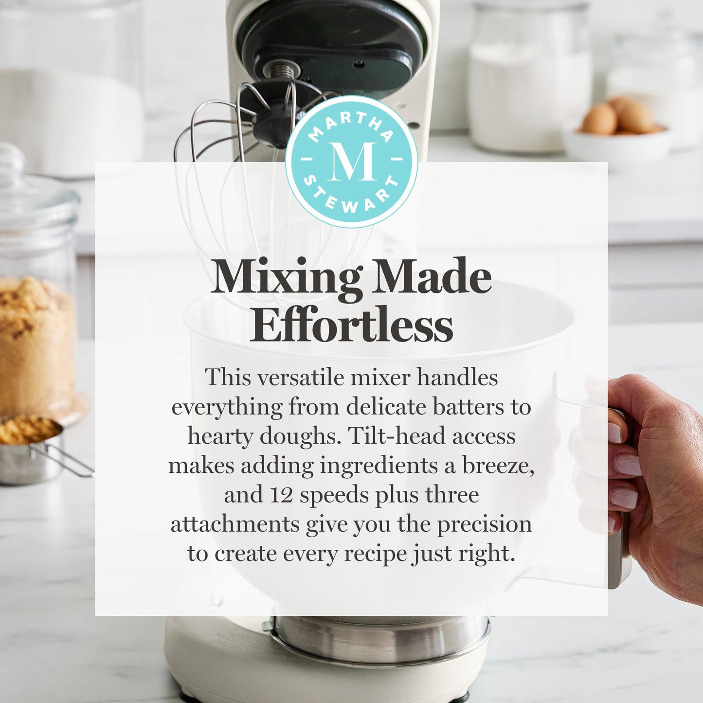 Martha Stewart Stand Mixer, 12 Speed, Tilt-Head, 5.3QT Stainless Steel Bowl, Splash Guard with Pour Chute, Whisk, Dough Hook, Flat Beater, Electric Kitchen Baking Mixer, Bread, Cake, Whip, Caviar Gray