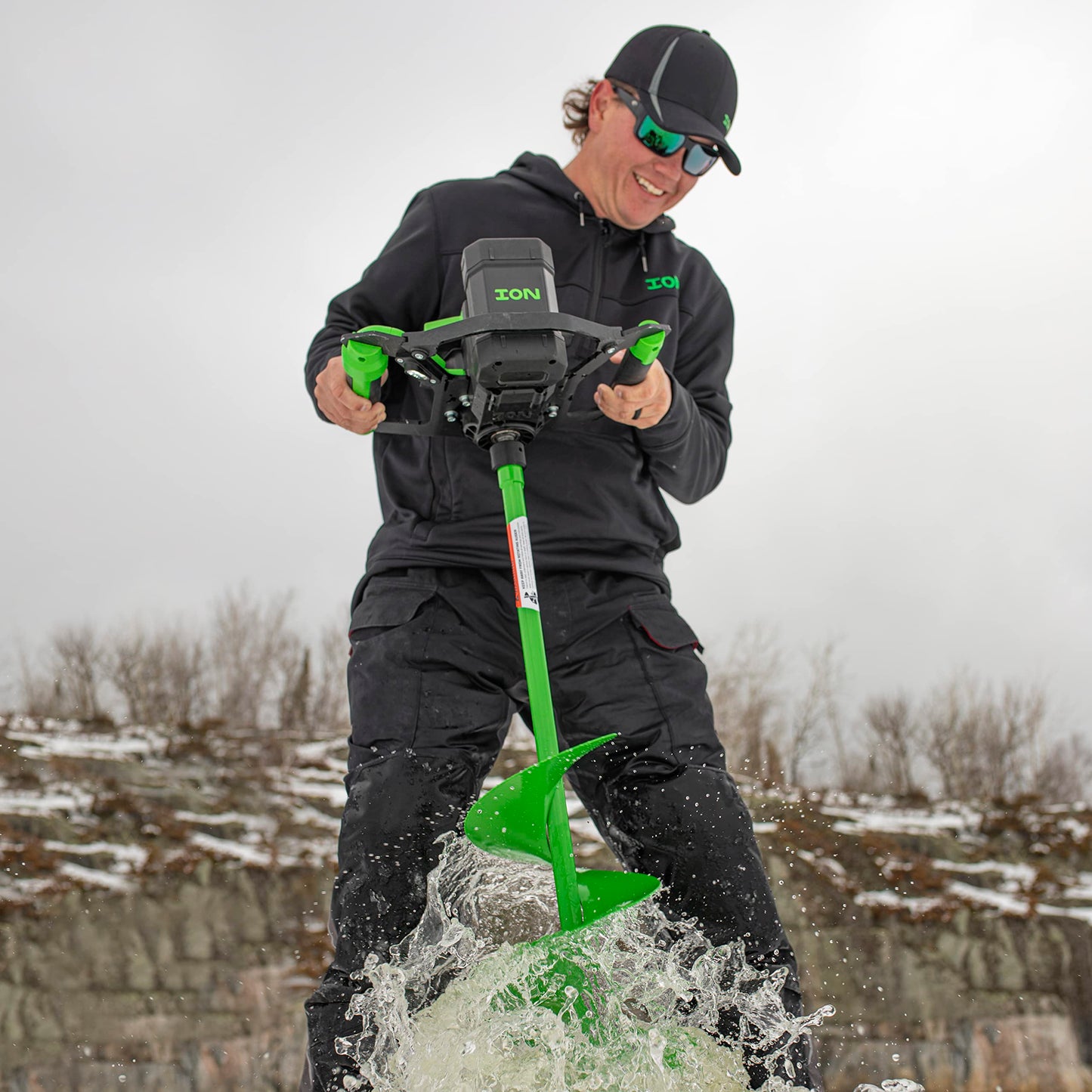 ION Alpha Electric Ice Fishing Auger, Gen 3, 40V Lithium-ion, Steel, Green